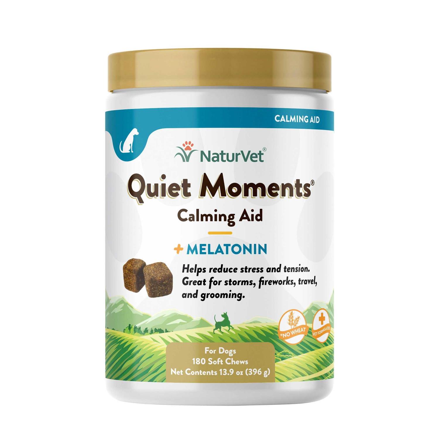NaturVet Quiet Moments Calming Aid Plus Melatonin 180 Soft Chews - Healthber