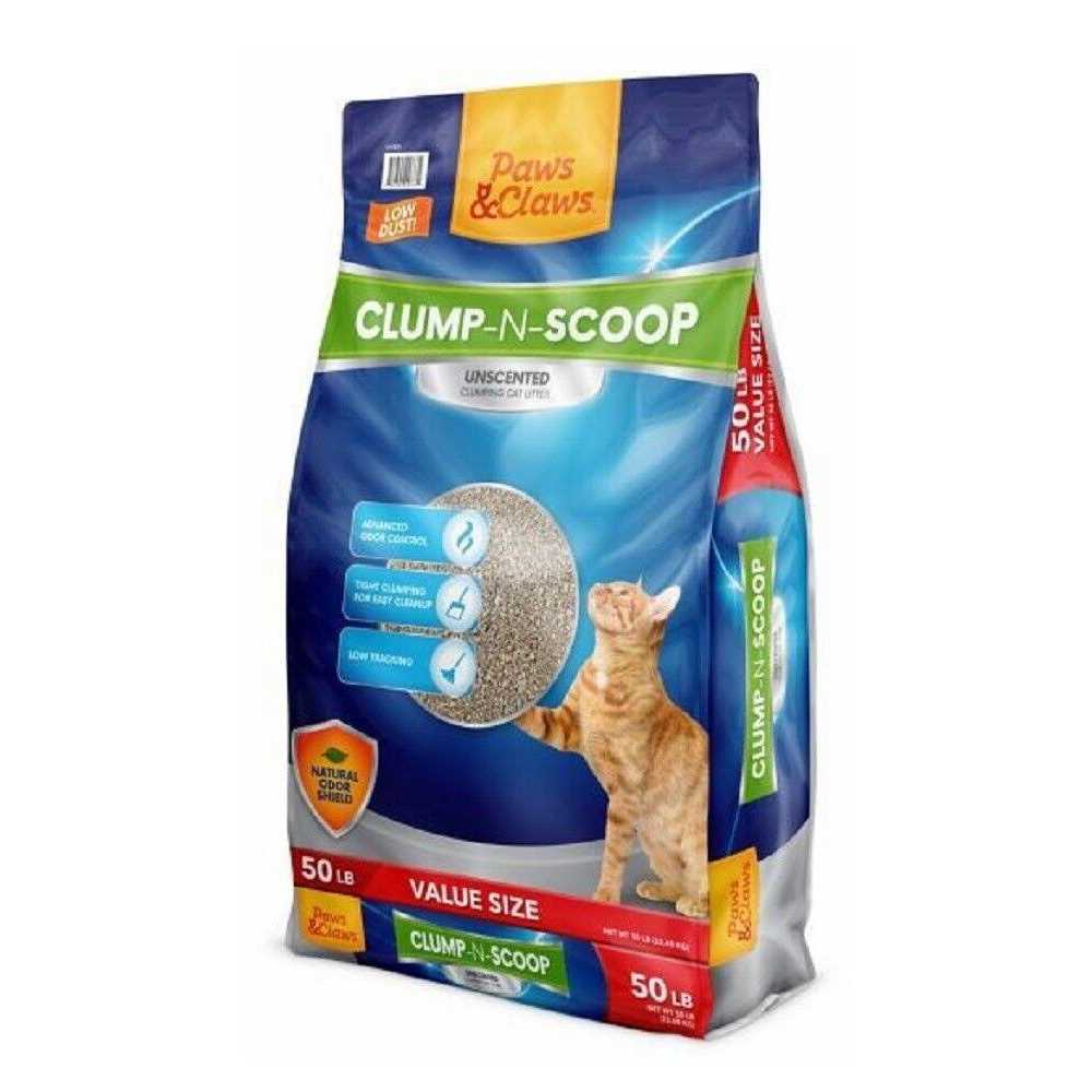 Paws & Claws Clump-and-Scoop Unscented Clumping Clay Cat Litter - Healthber