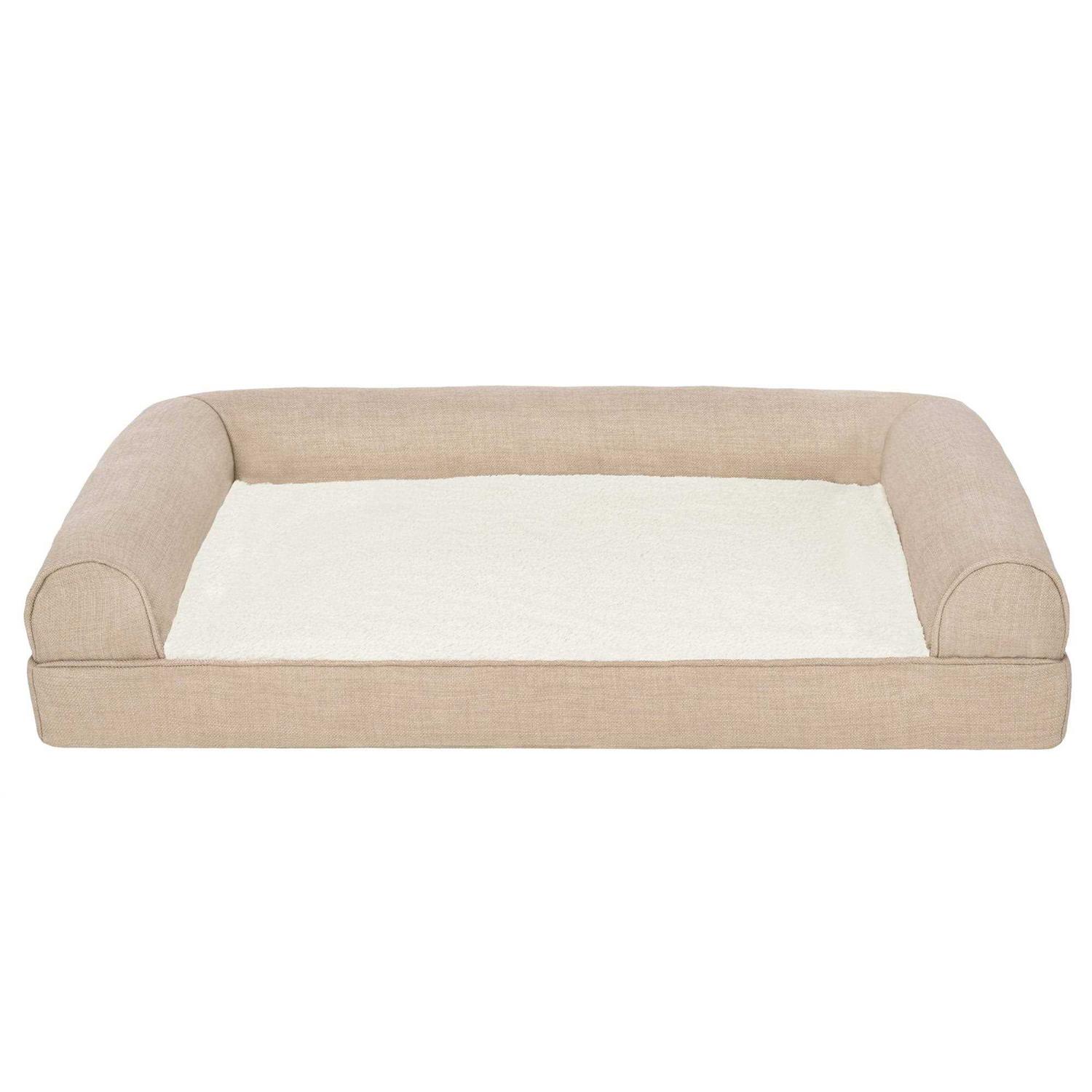 FurHaven Pet Products Plush & Performance Linen Orthopedic Sofa Pet Bed for Dogs & Cats - Healthber