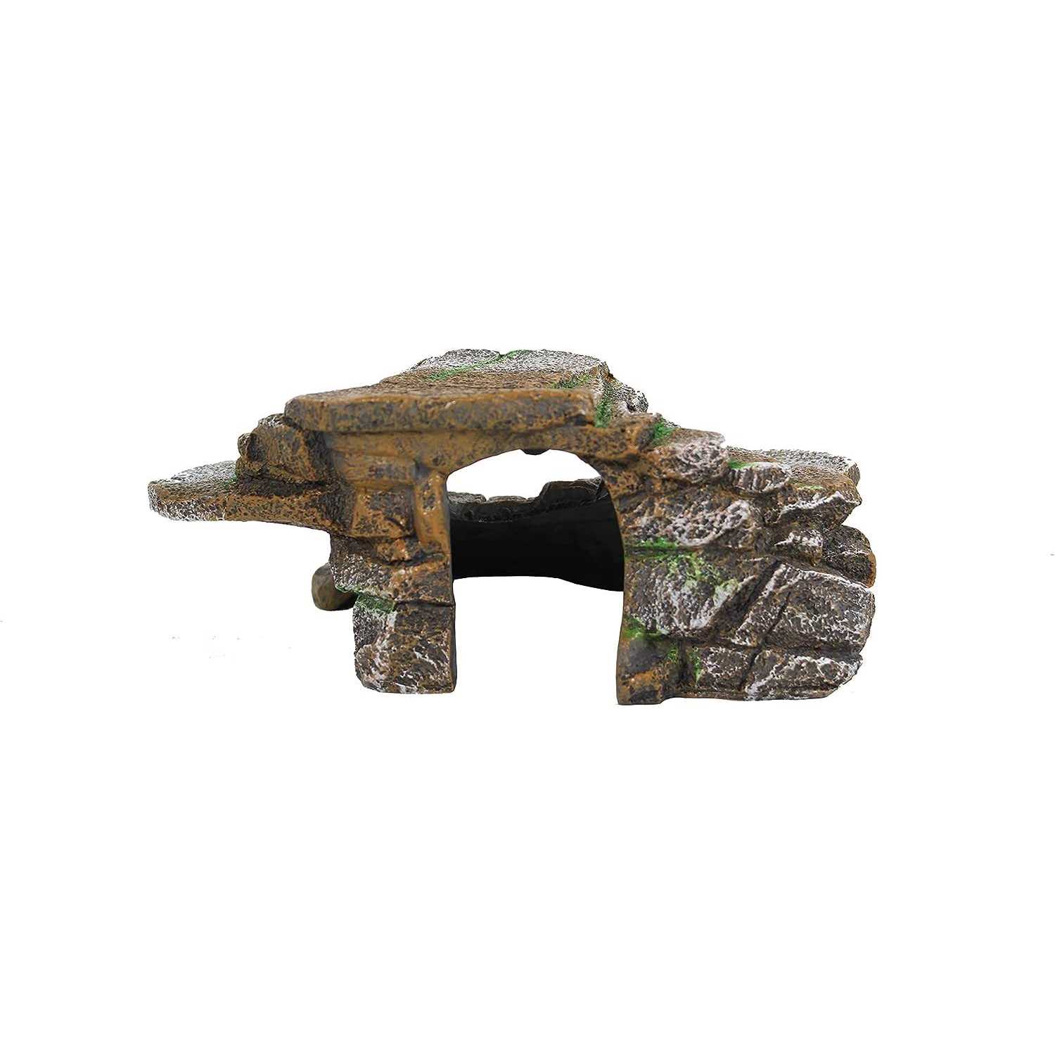 Penn-Plax Reptology Shale Scape Step Ledge & Cave Hideout - Healthber