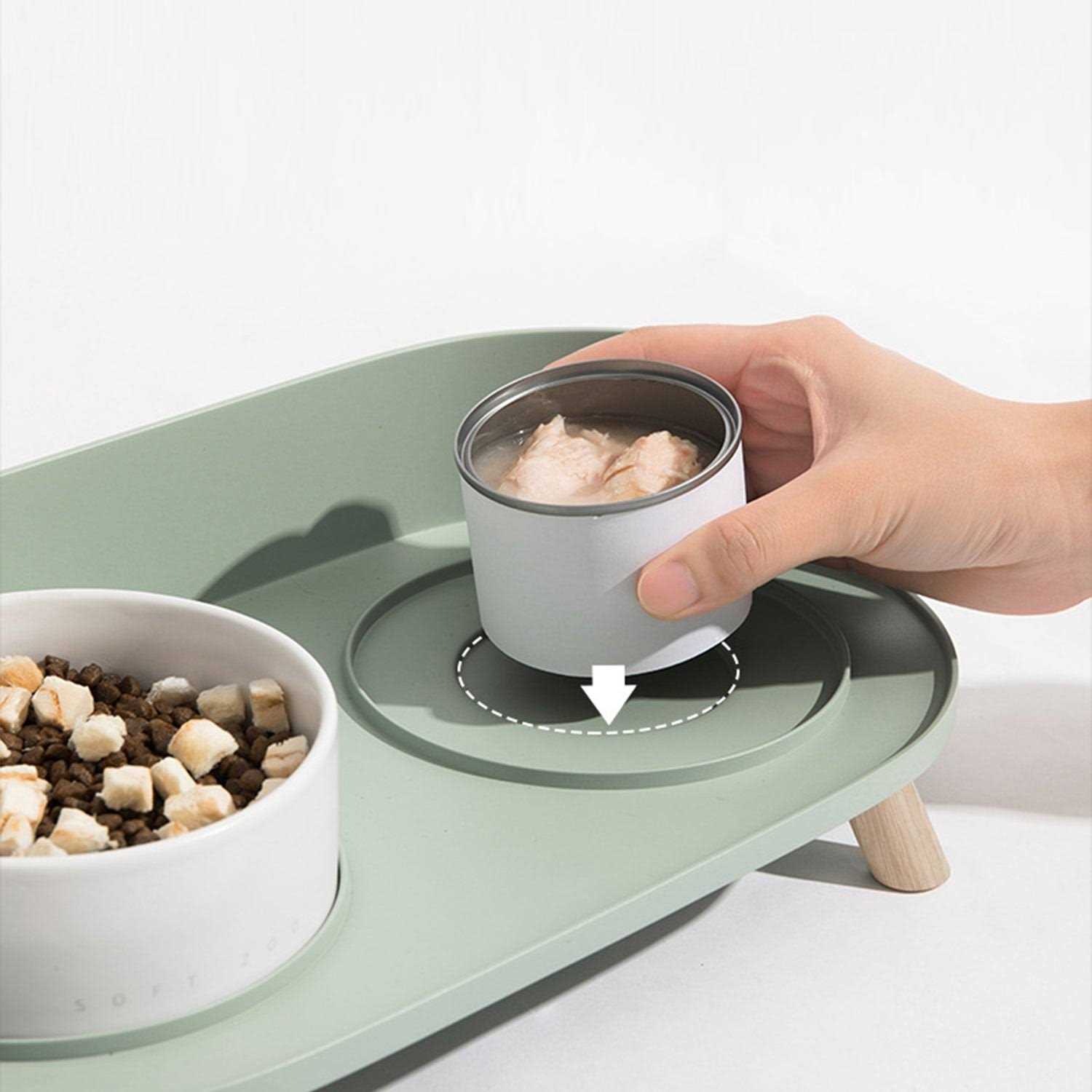 HANAMYA Double Bowl Ceramic Bowl Feeder Set - Healthber