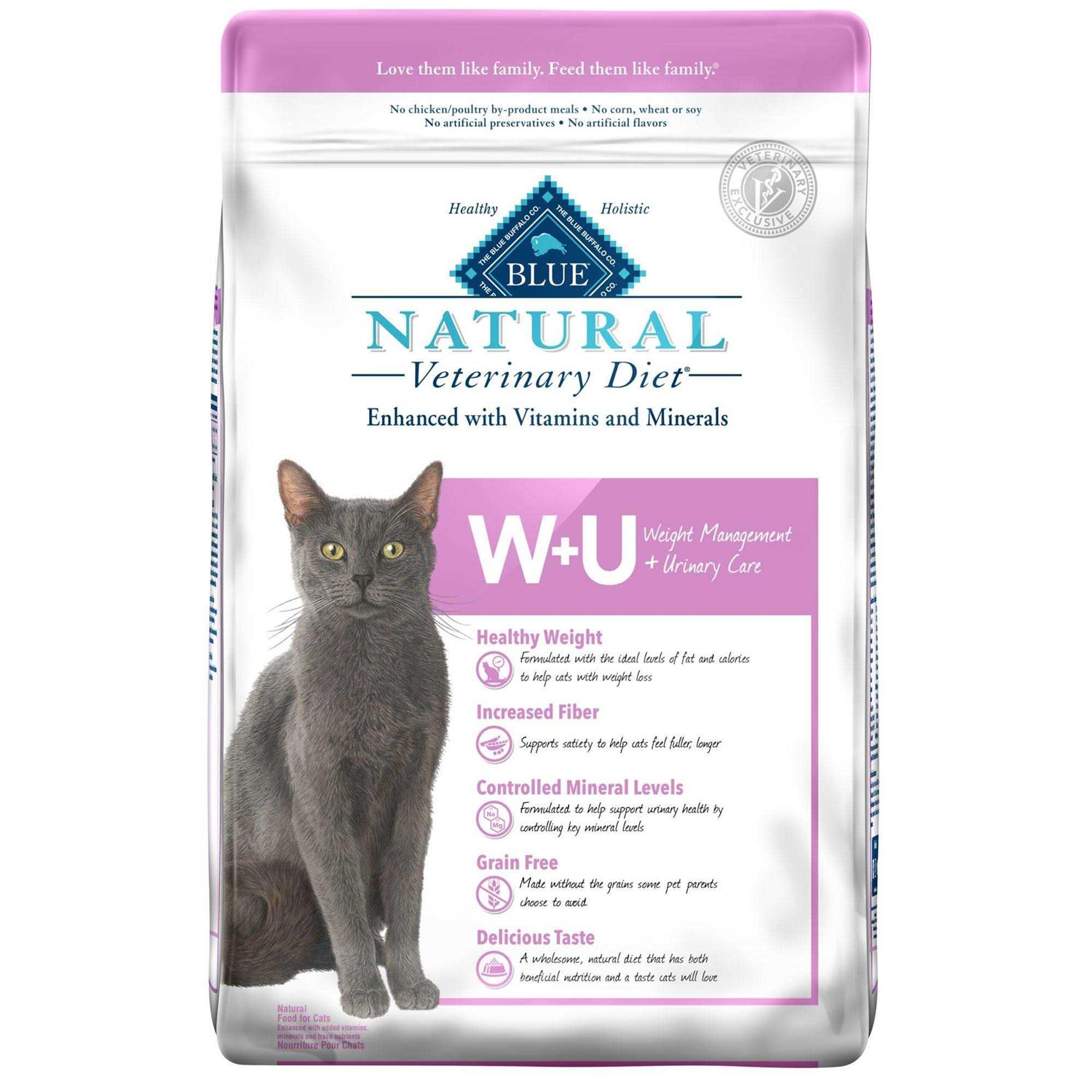Blue Buffalo Natural Veterinary Diet W+U Weight Management + Urinary Care Dry Cat Food - Healthber