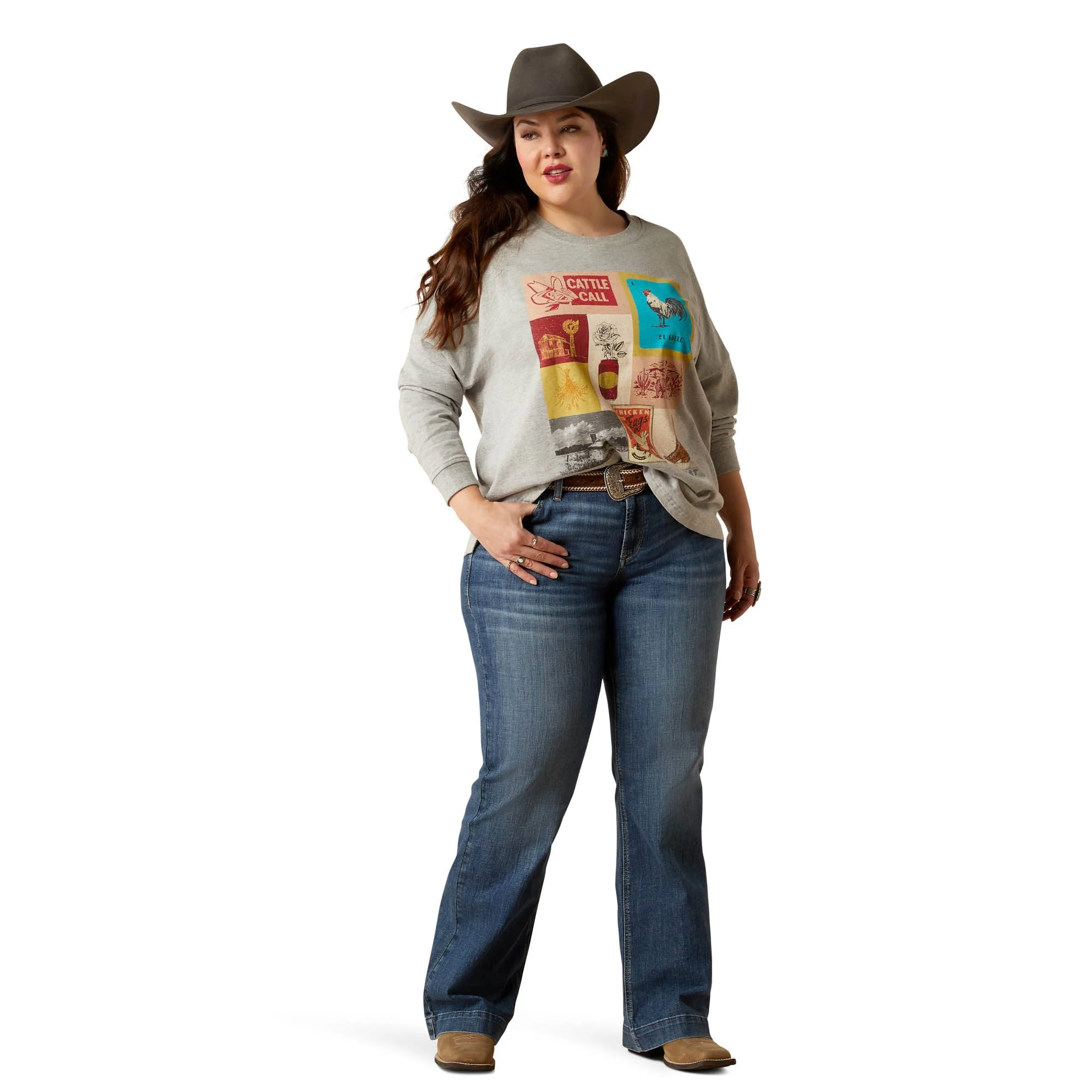 Ariat Women's Cattle Call Oversized Longsleeve Shirt - Healthber