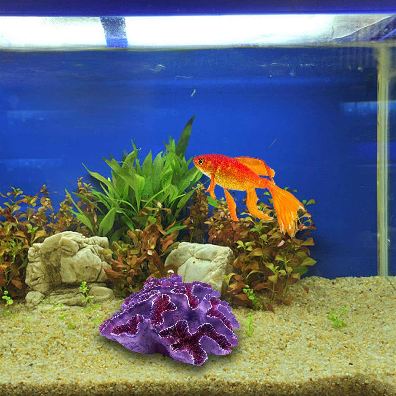 Besimple Aquarium Coral Ornaments Decor Fish Tank Plants Decoration for Aquarium Landscape,Purple - Healthber