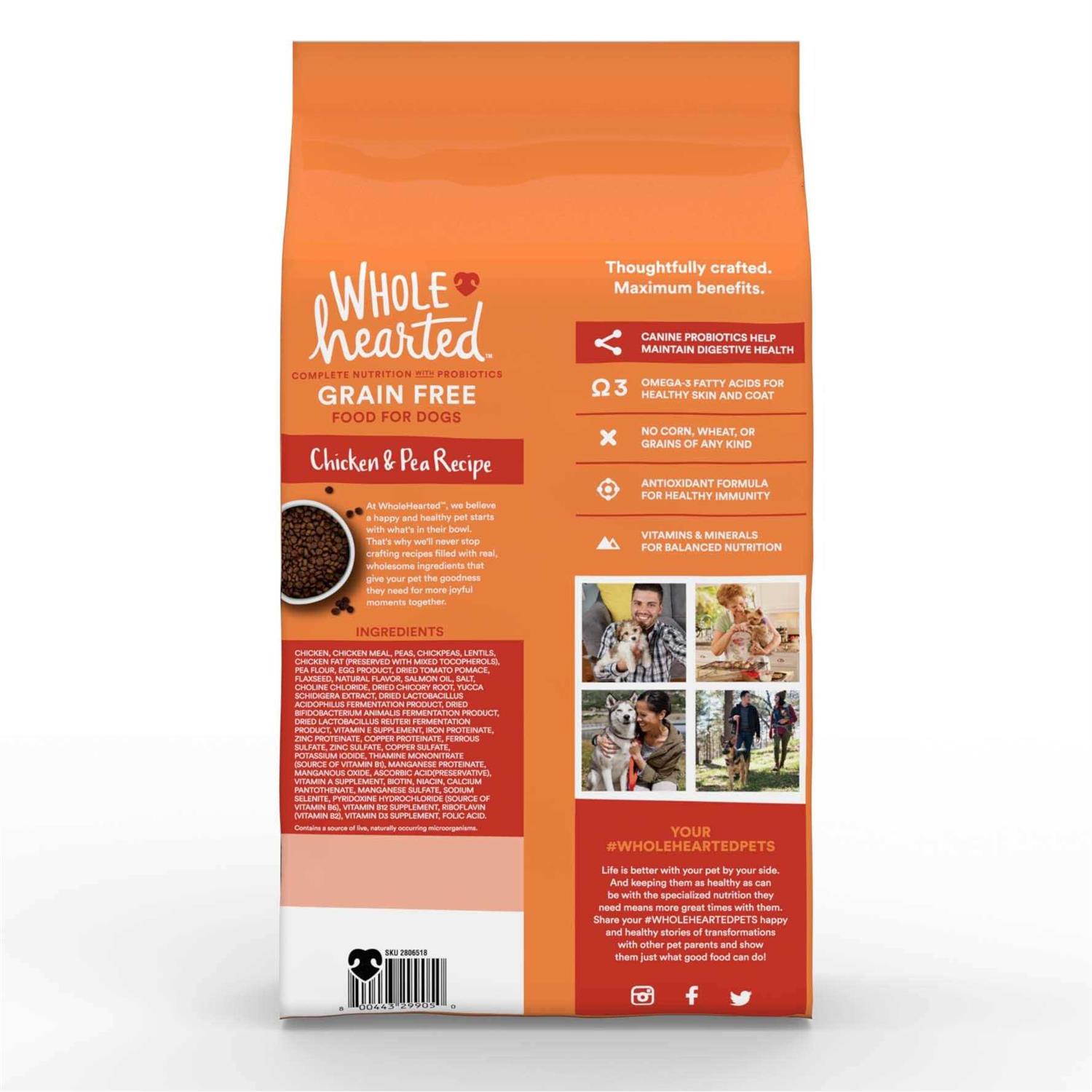 WholeHearted Grain Free Chicken and Pea Recipe Dry Puppy Food - Healthber