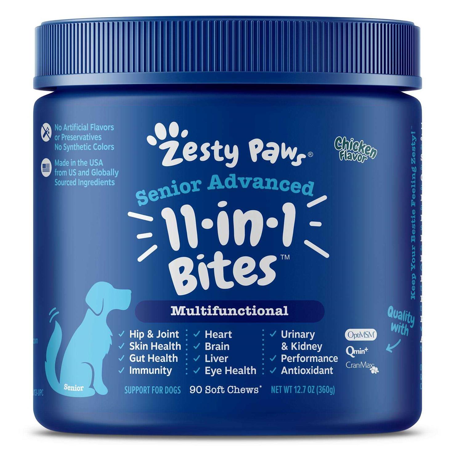 Zesty Paws Senior Advanced 11-in-1 Multivitamin Bites for Dogs - Healthber