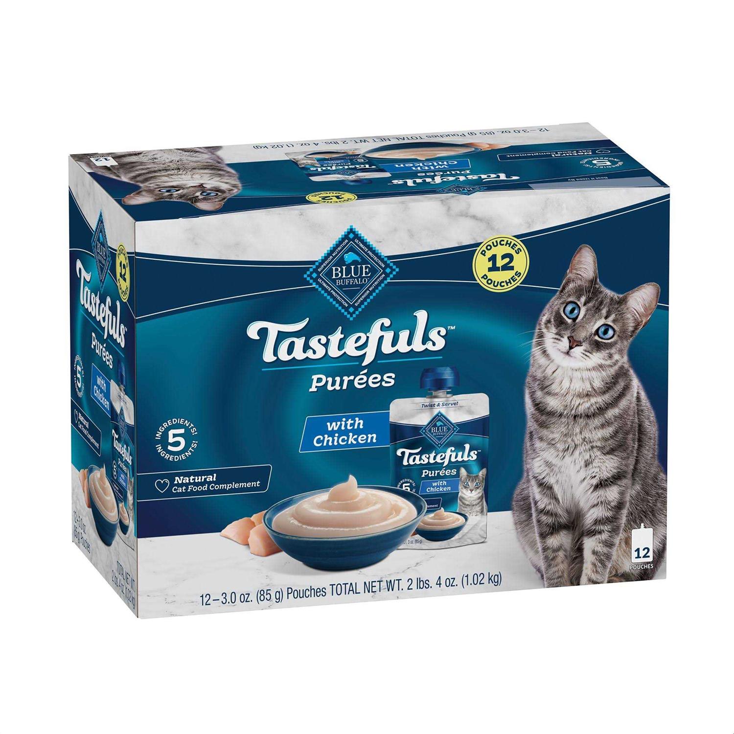 Blue Buffalo Tastefuls Purees Adult Cat Food Topper 12 CT - Healthber