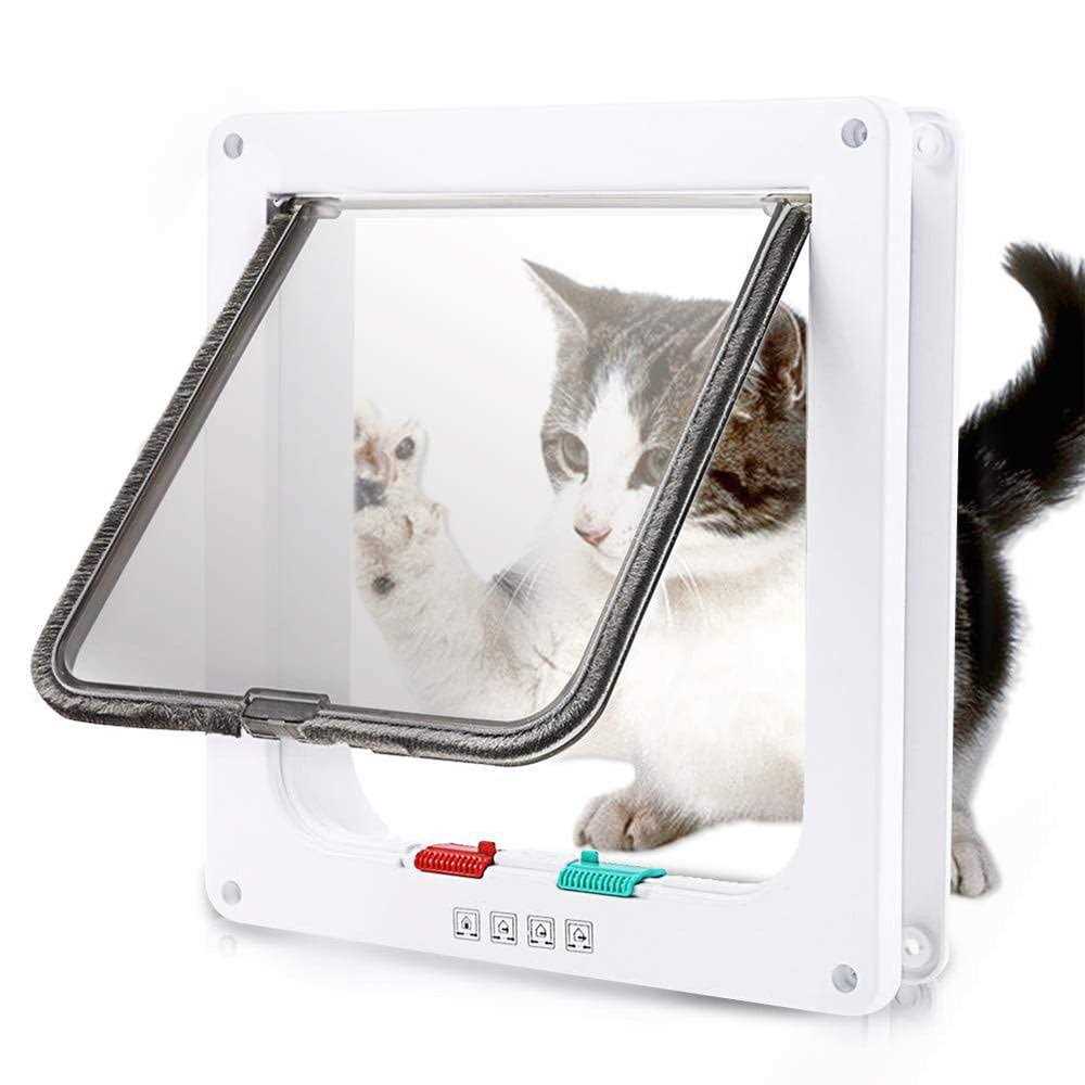 Alpacasso Cat Door 4 Way Locking Cat Flap Door for Interior Exterior Doors - Healthber