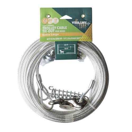 Vibrant Life Vinyl-Covered Trolley Cable Tie-Out for Dogs - Healthber