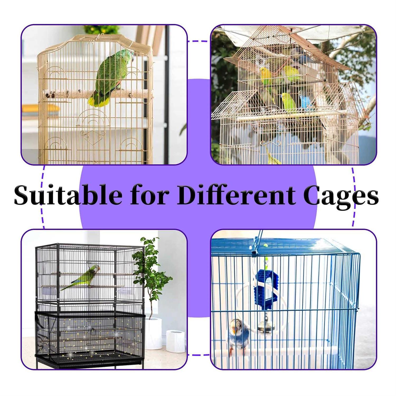 Daoeny Bird Cage Seed Catcher Large Bird Cage Cover Adjustable Soft Airy Nylon Mesh Net - Healthber