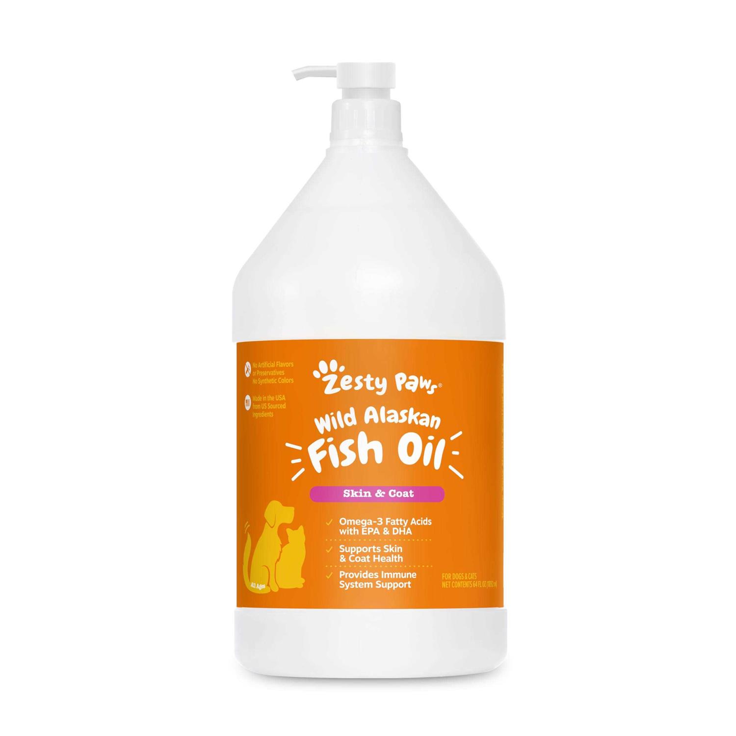 Zesty Paws Wild Alaskan Fish Oil for Dogs & Cats Pollock & Salmon Oil Blend - Healthber