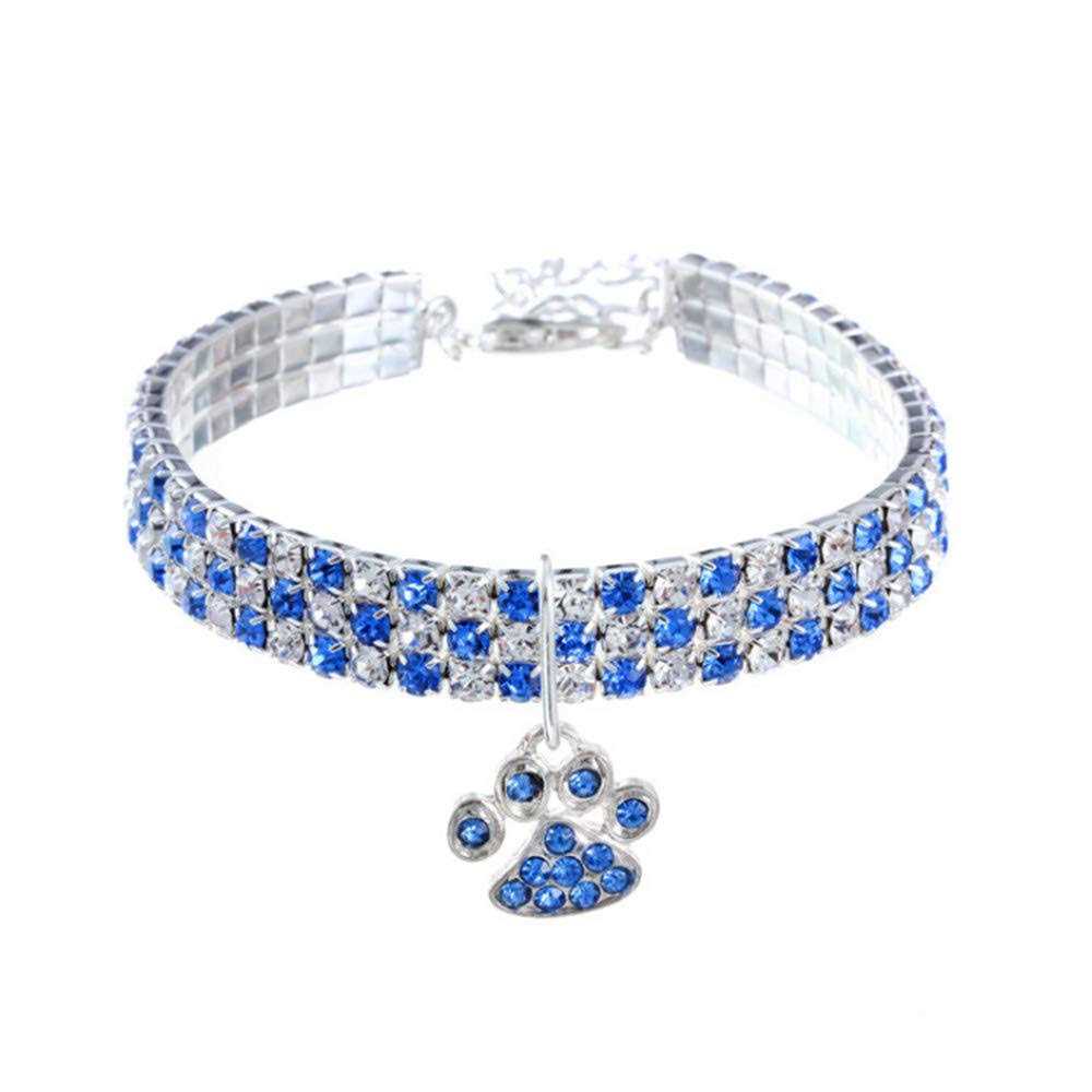 RayMinsino Pet Collar with Diamonds, Adjustable Crystal Diamond Elastic Heart Claw Pendant Wedding cat and Dog Small Pet Necklace Jewelry - Healthber