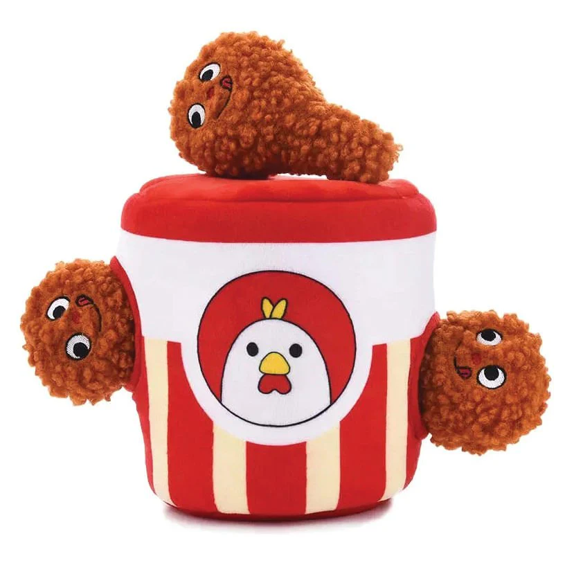 4 Piece Fried Chicken Hide & Seek Squeaker Plush Dog Toy - Healthber