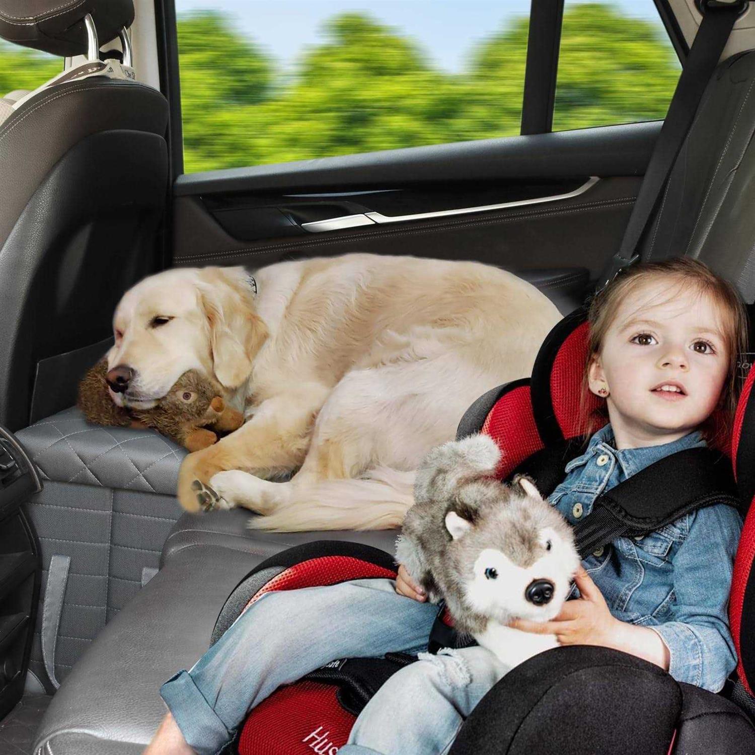 LIONROGE Car Back Seat Extender for Large Dogs up to 200lbs,Dog Car Back & Front Seat Extender with Storage,Prevent Your Dogs from Falling Off The - Healthber