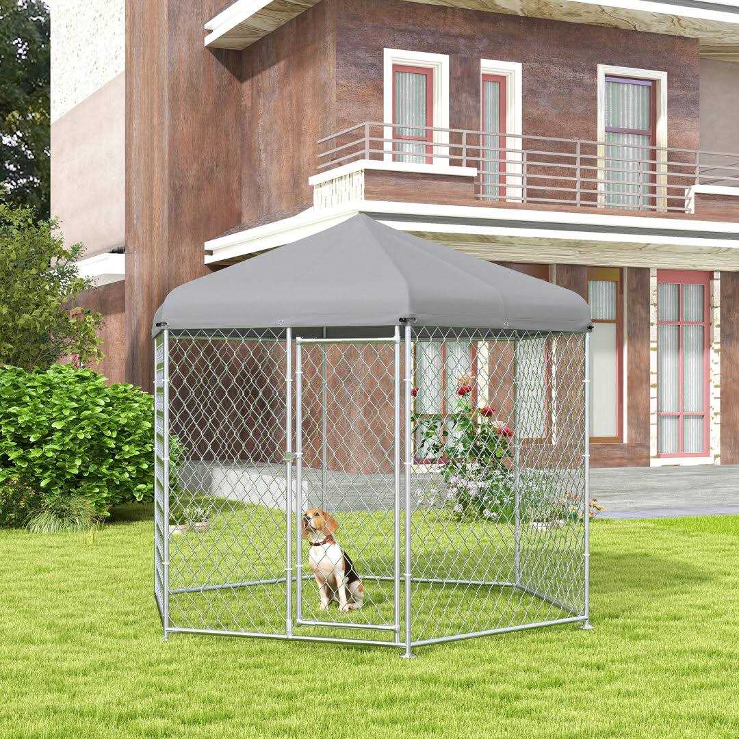 212 Main PawHut Dog Kennel Outdoor Large-Sized Dogs with Waterproof UV Resistant Roof - Healthber