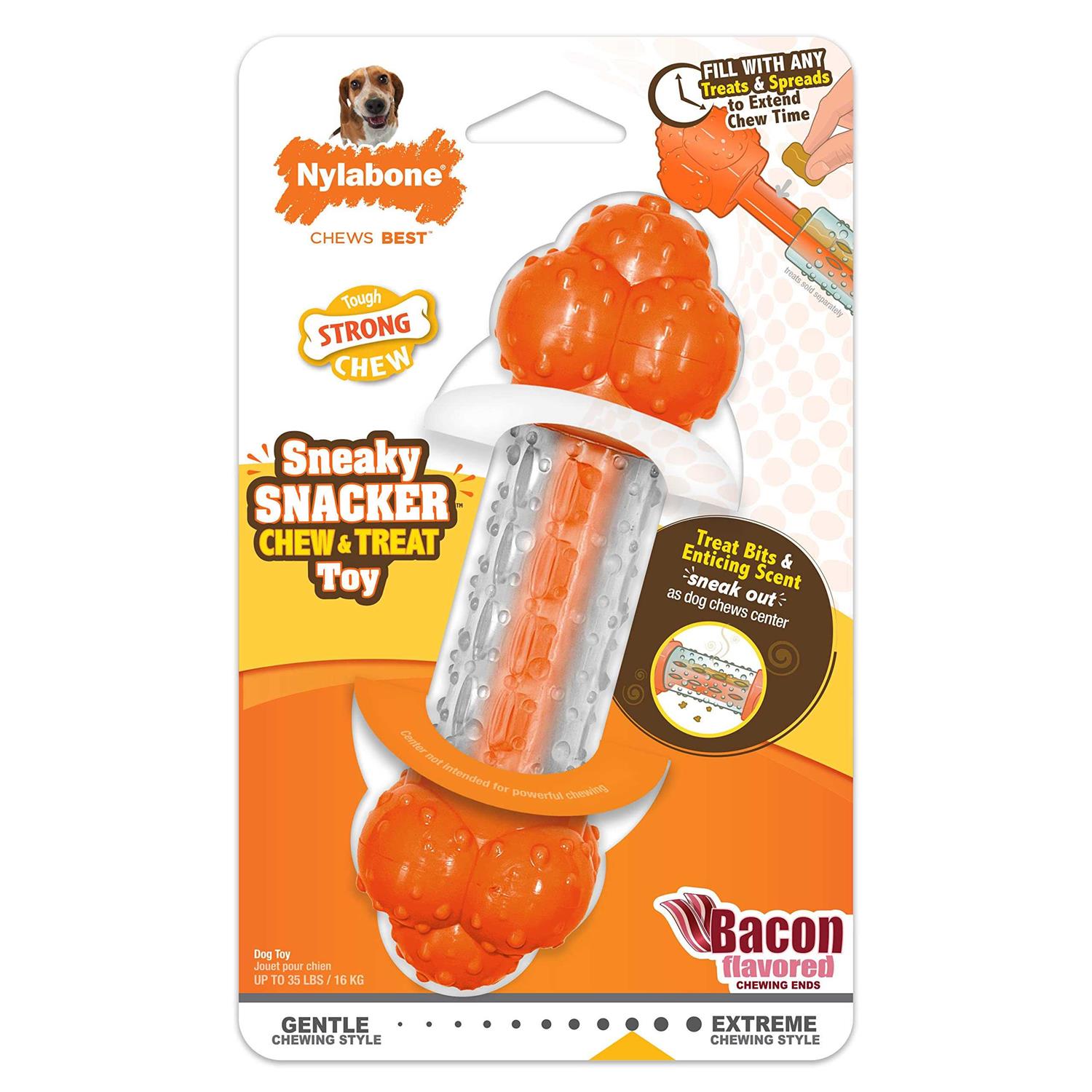 Nylabone Sneaky Snacker Bacon Treat Dog Toy - Healthber