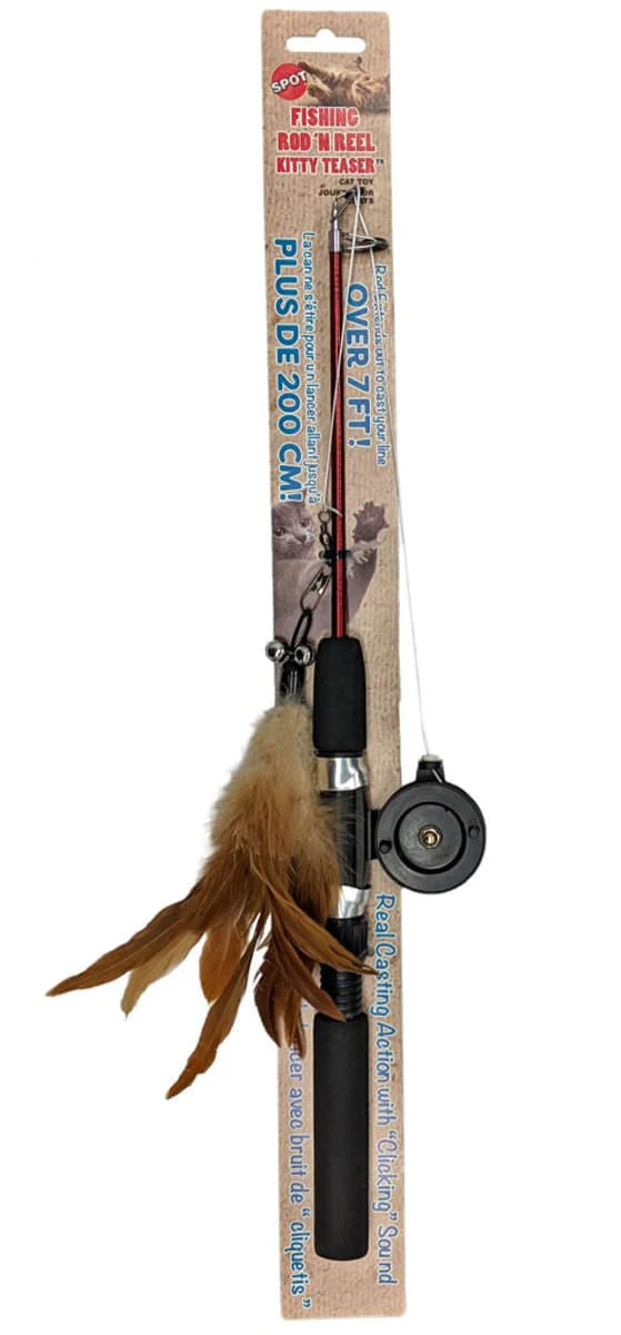 Fishing Rod 'N Reel Kitty Teaser Cat Toy - Healthber