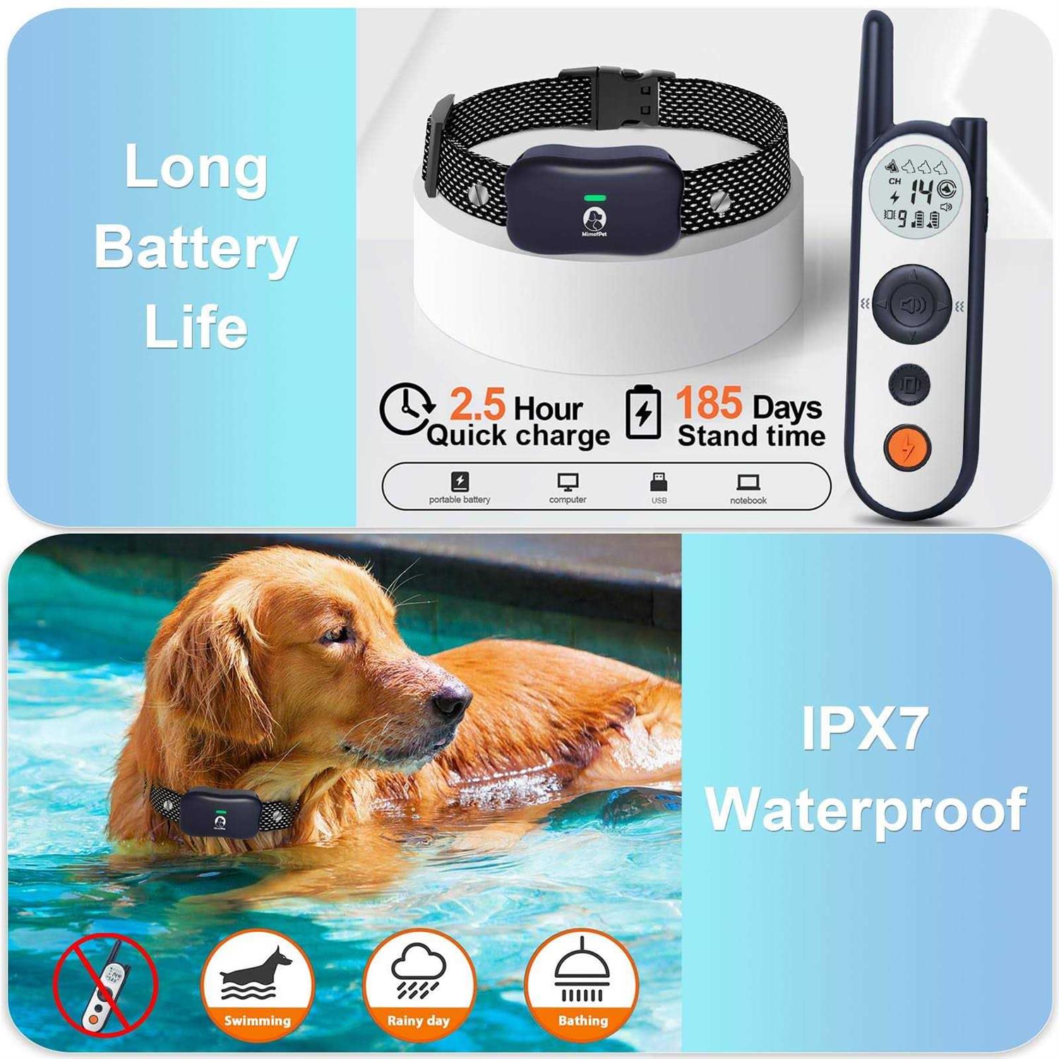 MIMOFPET Wireless Dog Fence for 2 Dogs Covers 856-Acre Wireless Dog Collar Fence System,5900FT Shock Collar with Remote,Rechargeable Electric Fence - Healthber