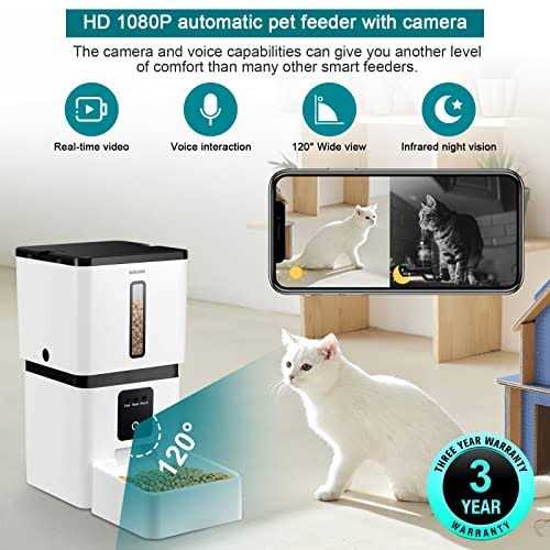 DoHonest Automatic Dog Feeder with Camera 5G WiFi Easy Setup 8L Motion Detection Smart Cat Food Dispenser 1080P HD Video Recording 2-Way Audio - Healthber