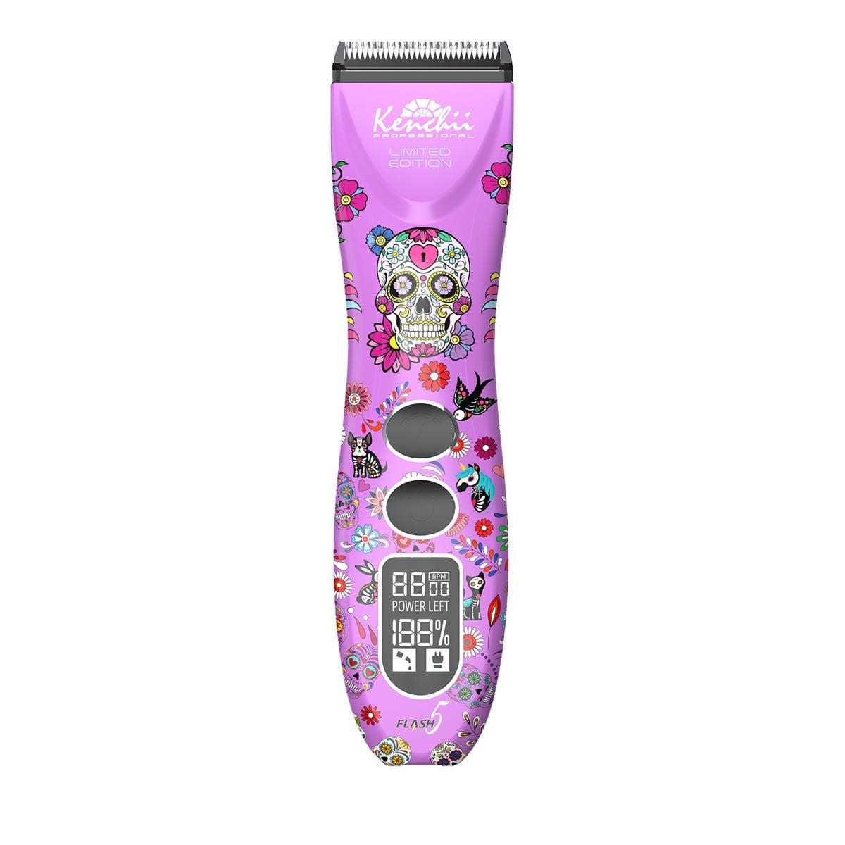 Kenchii Flash5 5-in-1 Digital Cordless Clipper Purple/Skull - Healthber