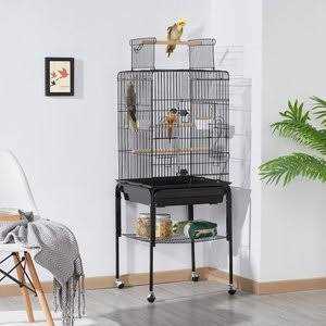 Yaheetech 68.5-in Rolling Bird Cage & Playtop - Healthber