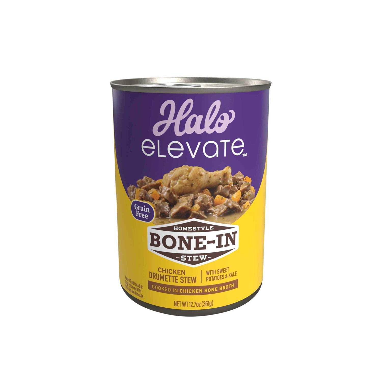 Halo Elevate Dog Homestyle Bone-In Grain Free Chicken Stew Potatoes Wet Food - Healthber