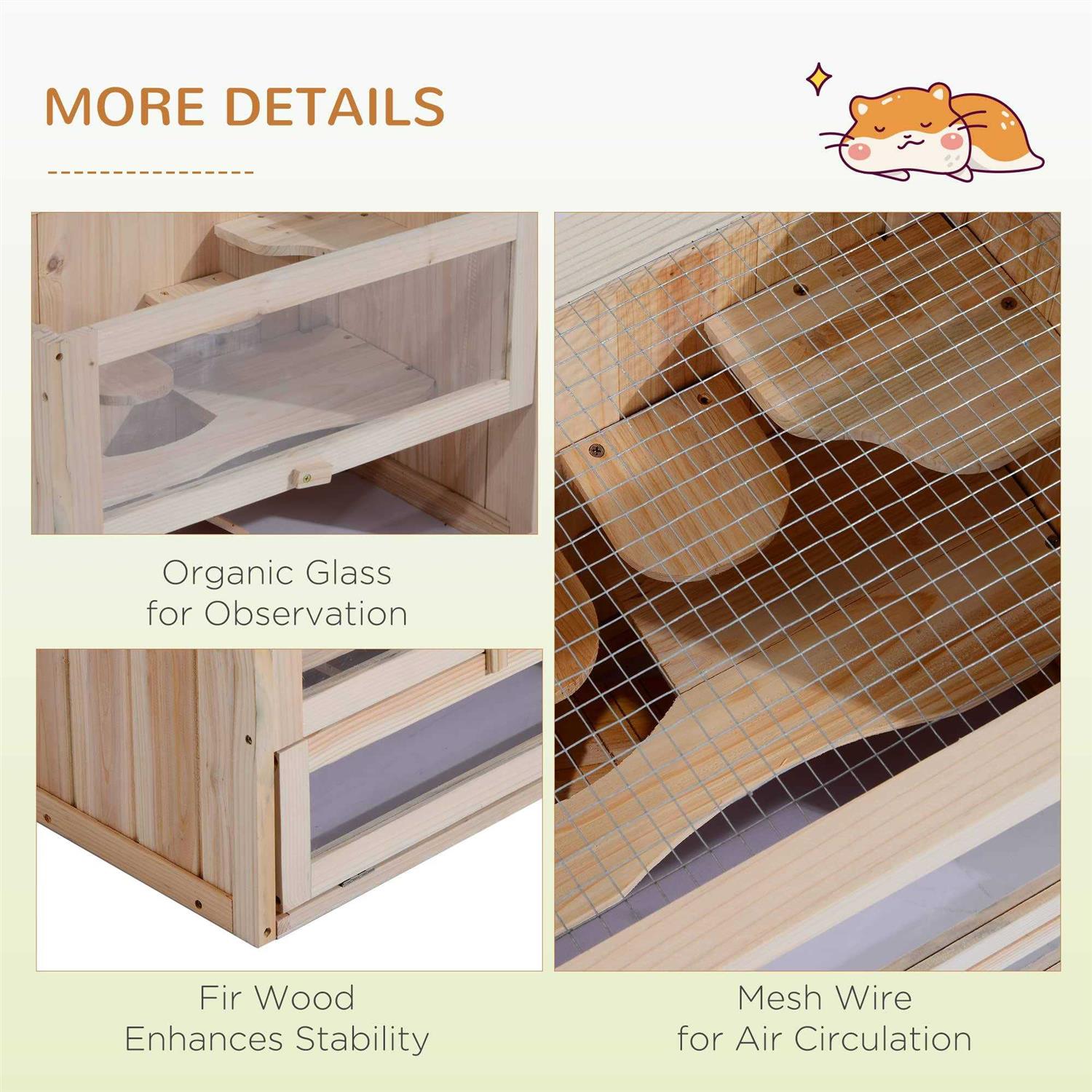 Pawhut 2-Level Hamster Cage Mice and Rat House, Small Animal Habitat for Guinea Pigs, Chinchillas with Openable Top, Front Door, Shelf and Ladder - Healthber