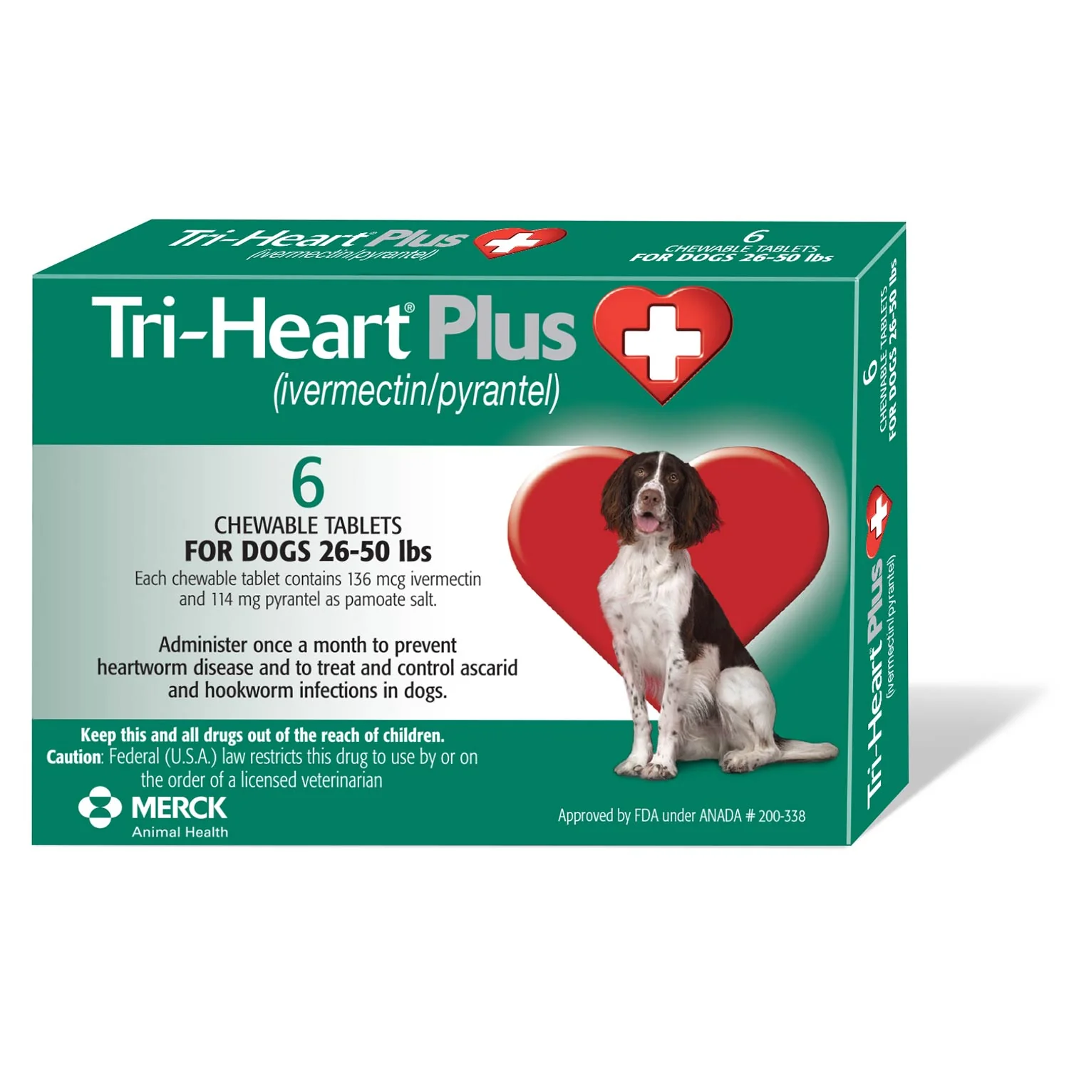 Rx Tri-Heart Plus Chewable Tablets for Dogs, 6 count - Healthber
