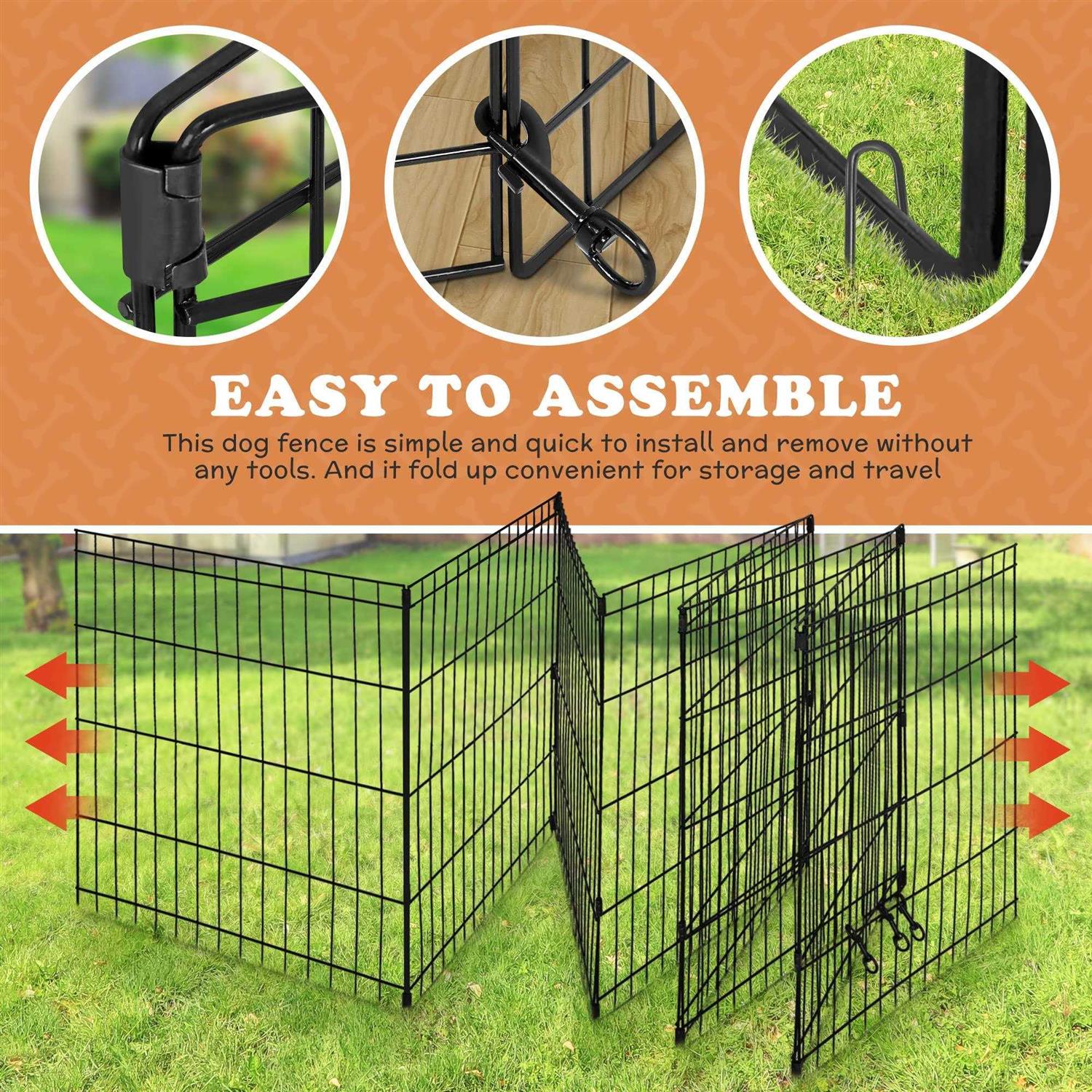 Pet Republic 2430364248 Inch Pet Playpen Puppy Playpen Dog Exercise Pen Indoor Outdoor Folding Dog Fence for Small Animals 8 Panel - Healthber