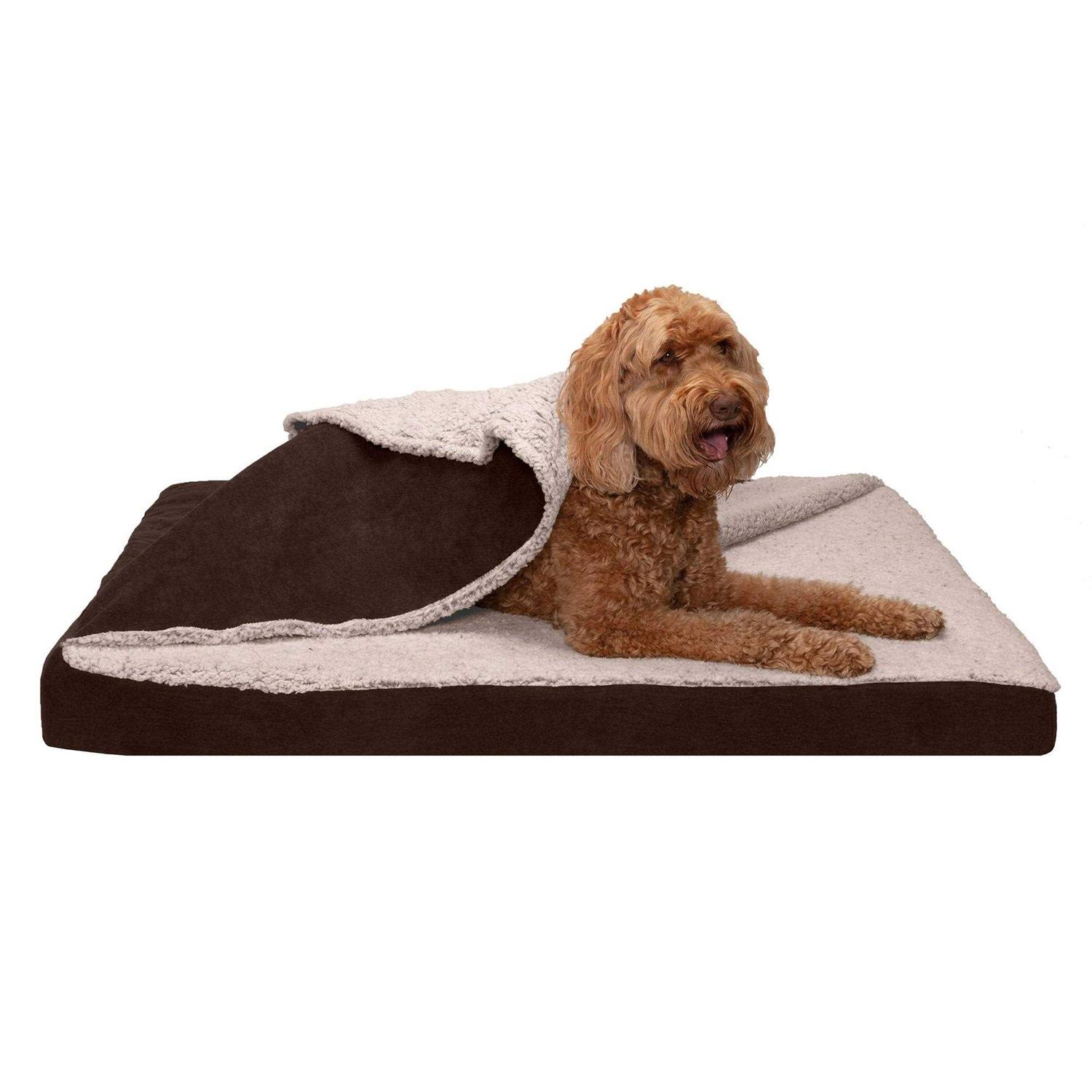 FurHaven Berber & Suede Blanket Top Top Dog Bed - Healthber