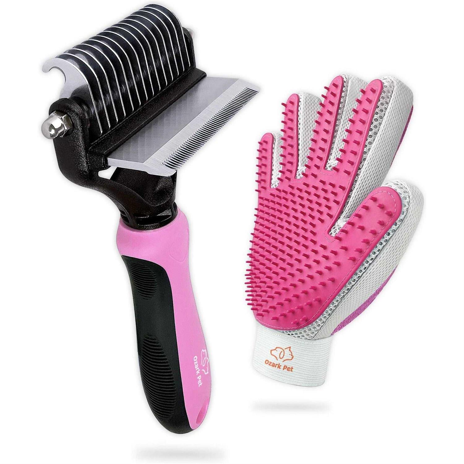 Ozark Pet Dog Brush and Cat Brush-with Deshedding Brush, Dog Dematting Tools and 2 Side Shedding Brush Glove - Healthber