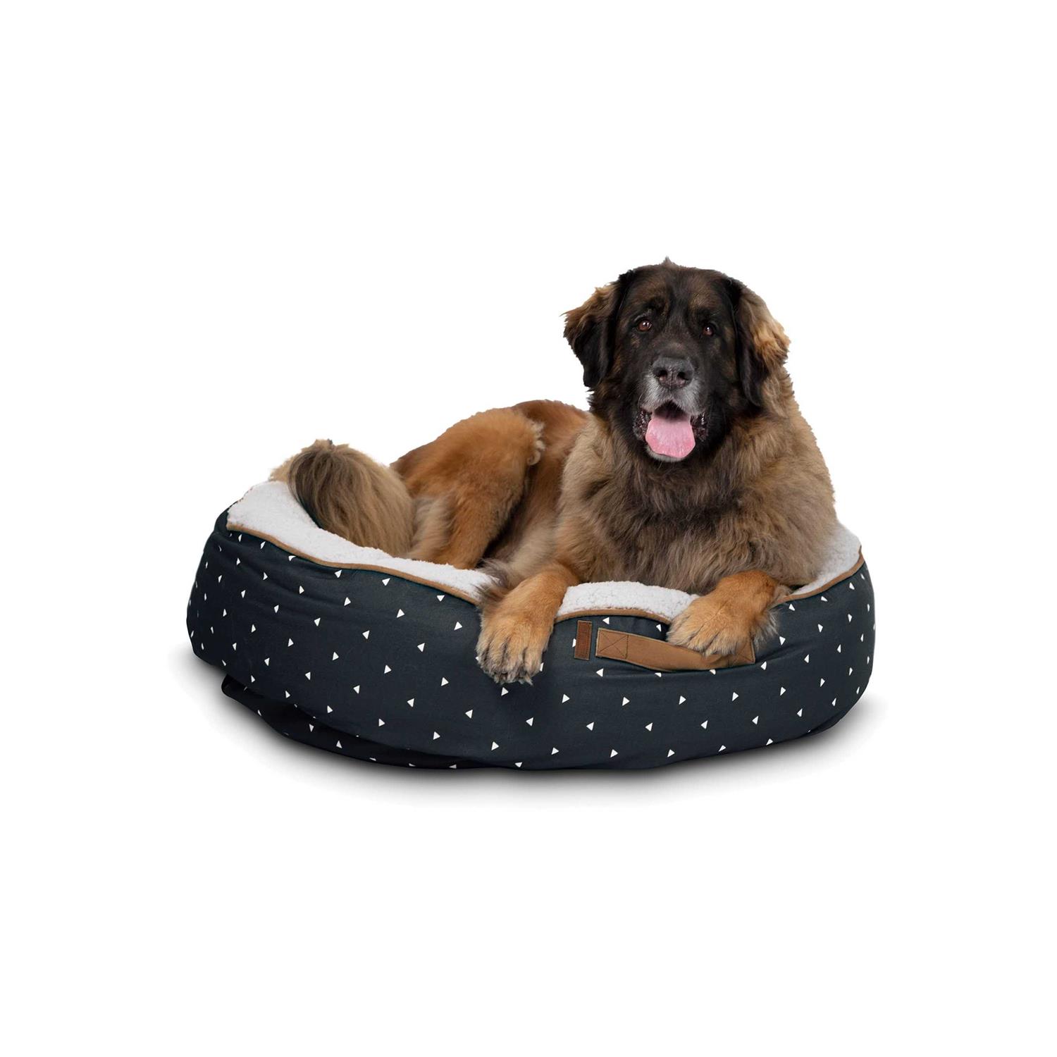 Bark and Slumber Roll Over Rust Small Plush Lounger Dog Bed - Healthber