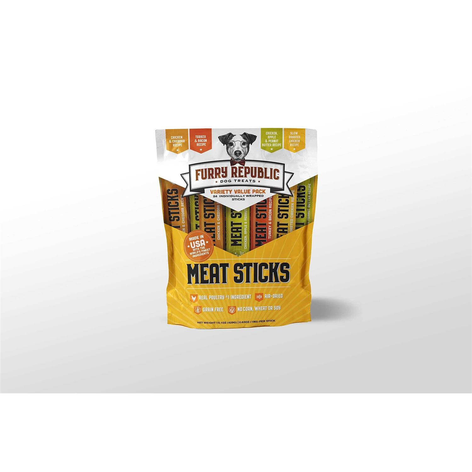 Furry Republic Meat Sticks 24 Count Variety Pack - Healthber