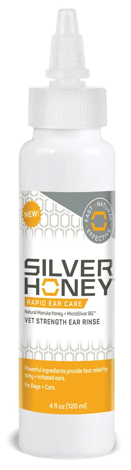 Silver Honey Rapid Ear Care Vet Strength Ear Rinse, 4 fl oz Bottle - Healthber