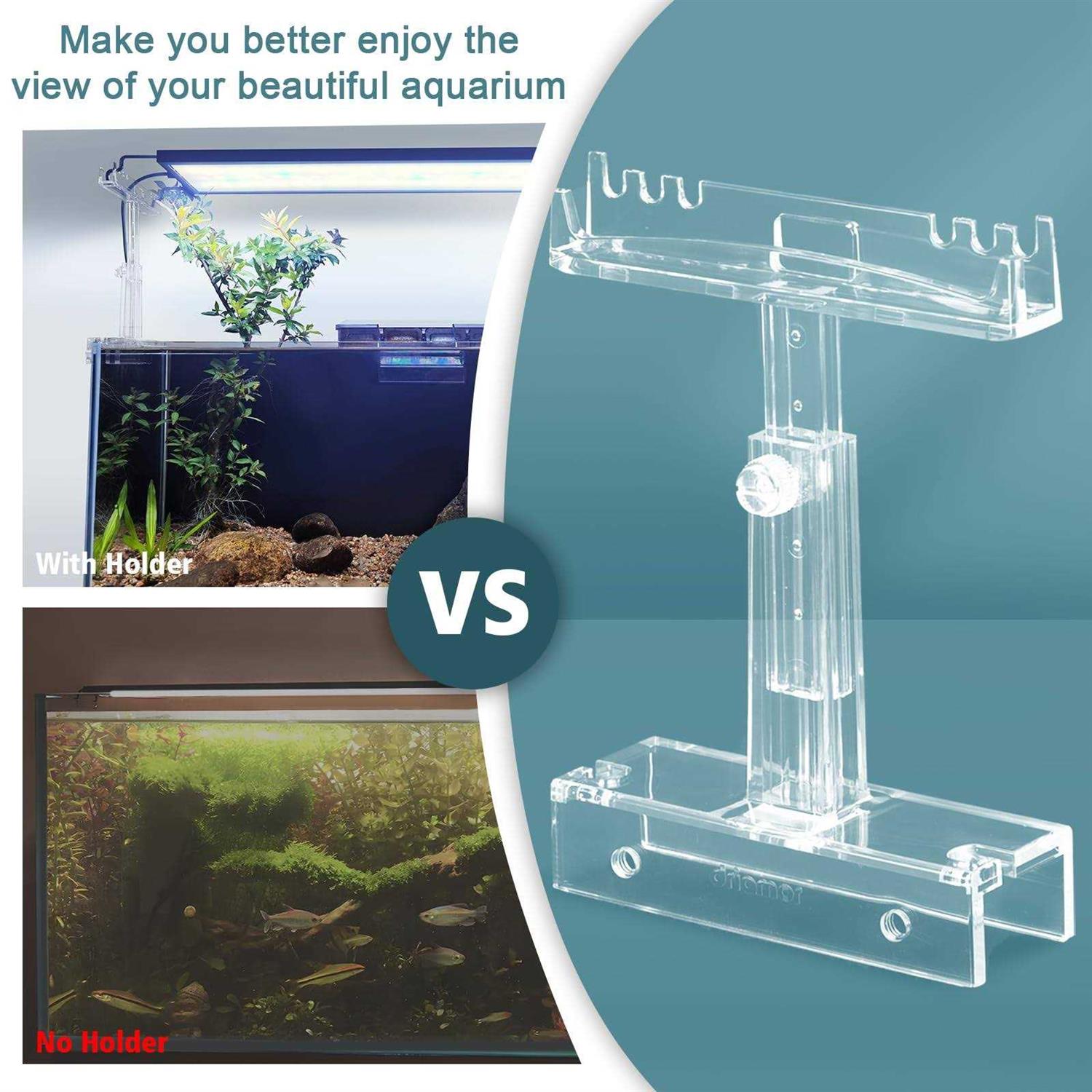 Aquarium Light Holder Adjustable Clear Acrylic Fish Tank LED Light Riser Stand Aquarium Lamp Brackets Kit 2pcs Transparent Support for Width 2.34 - Healthber