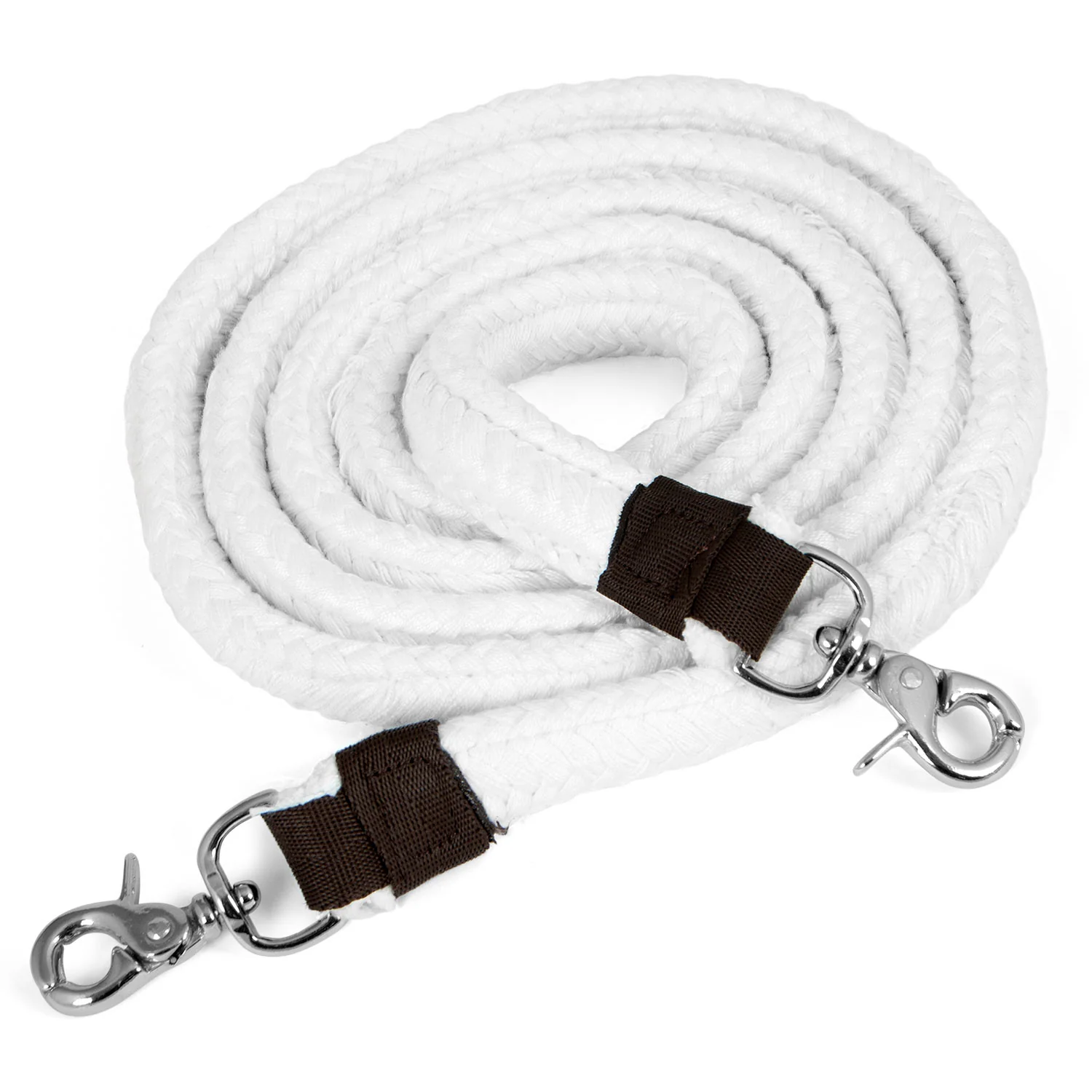 Flat Braid Cotton Roping Rein, 7' White - Healthber