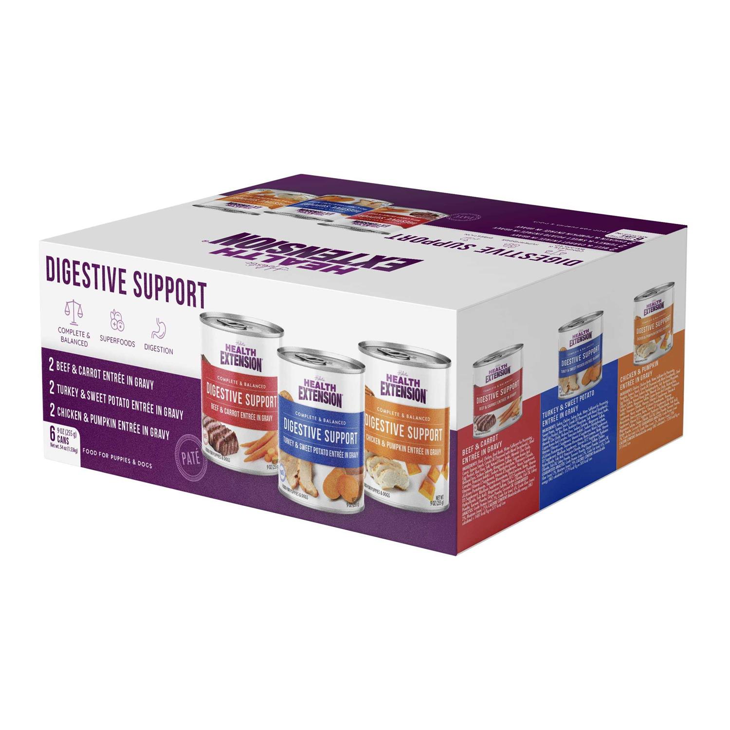 Health Extension Digestive Support Variety Pack -Chicken Beef & Turkey Dog Food - Healthber