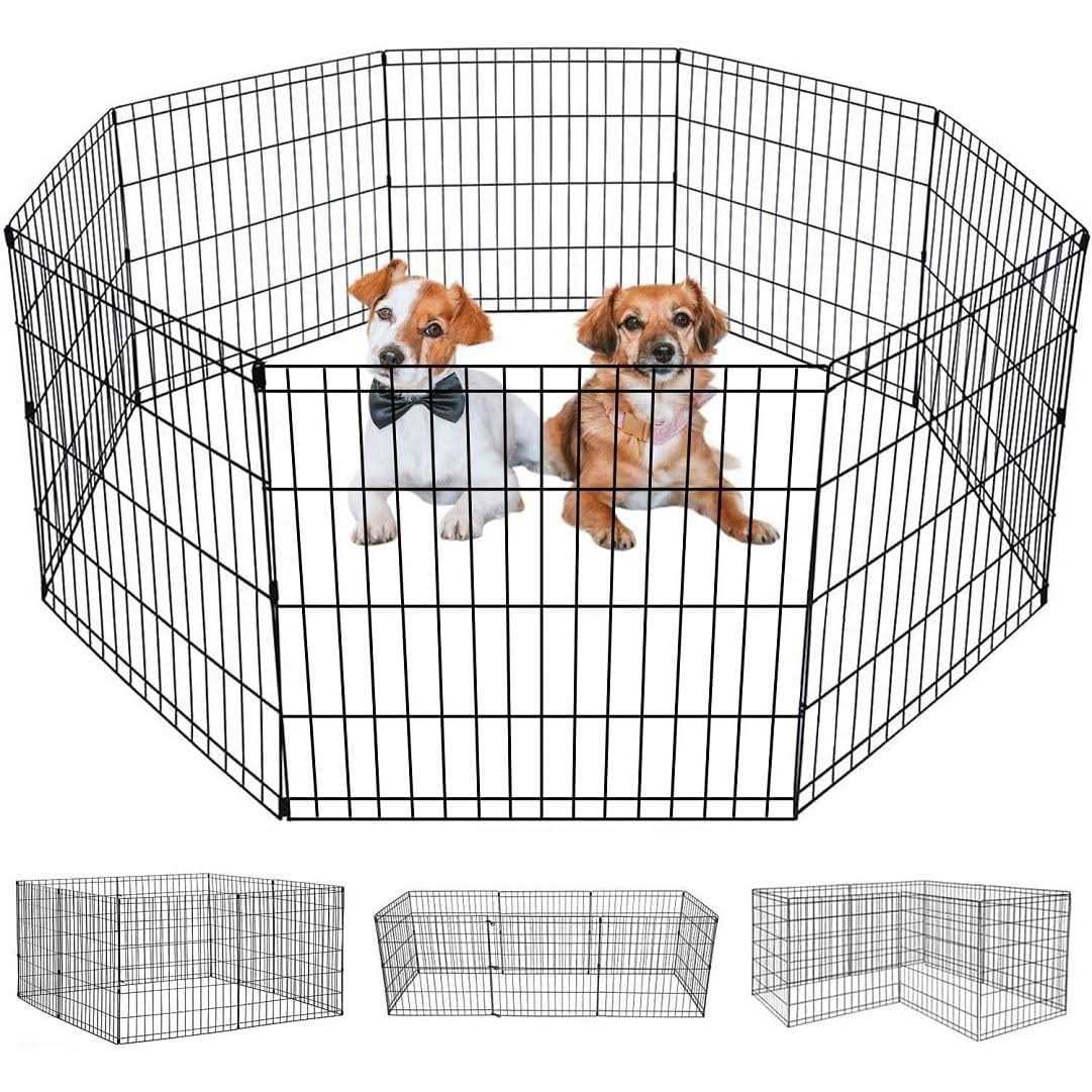 Yrllensdan 48/42/36/30/24 inch Dog Pen for Outside 8 Panel Exercise Fences Pet Playpen with Door Puppy Crate Fence Pet Gate Play Yard Large Dog - Healthber