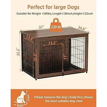 Megidok Wooden Dog Crate Furniture with Cushion Dog Crate End Table with Tray - Healthber