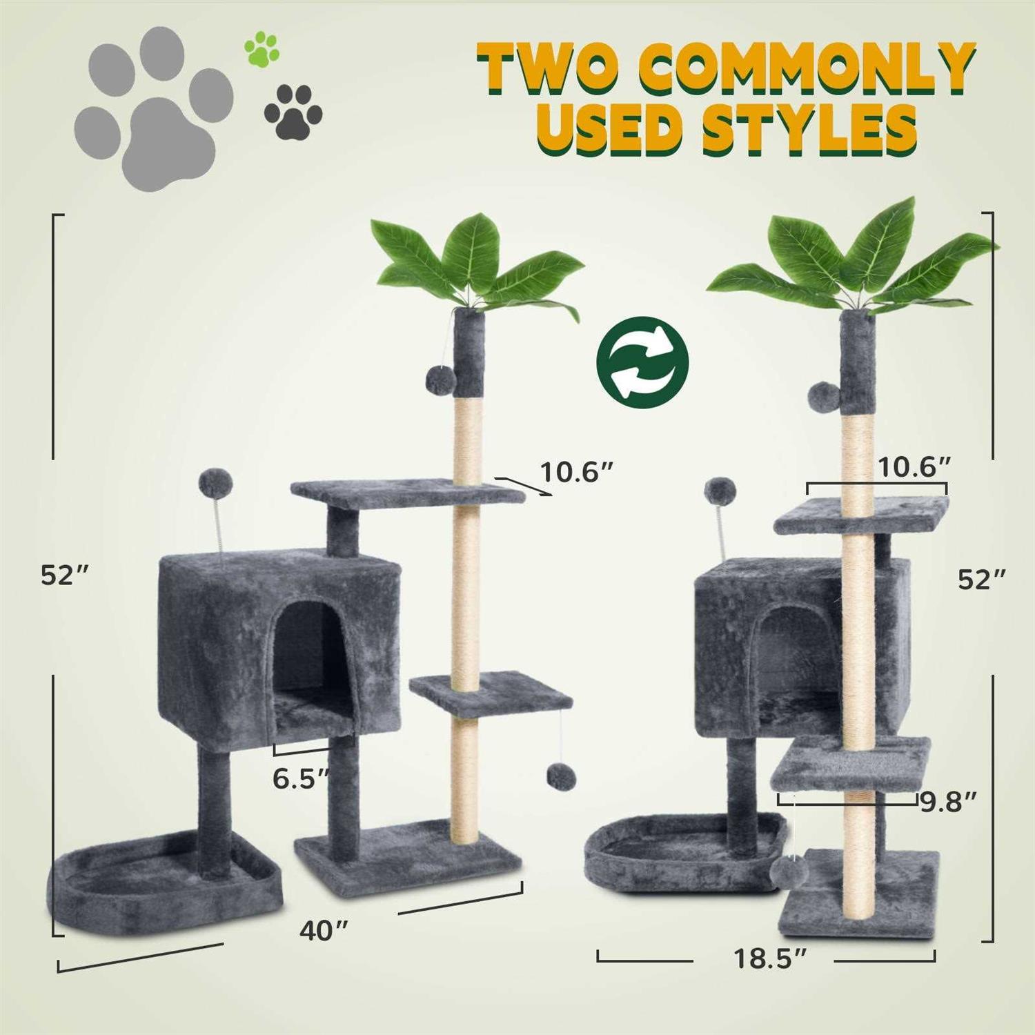 Mudie Cat Tree,52in Cat Tower for Indoor Cats Cat Tree with Scratching Posts Plush Perch Stand - Healthber