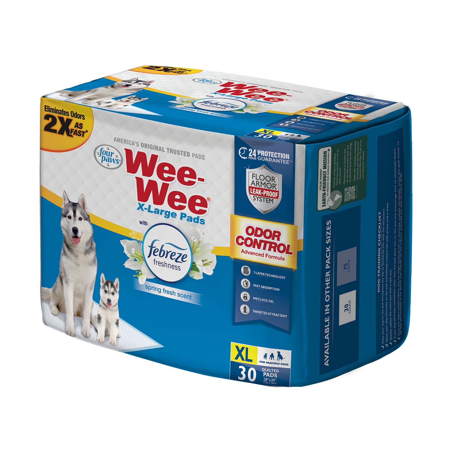Wee-Wee Odor Control X-Large Dog Pads with Febreze Freshness - Healthber
