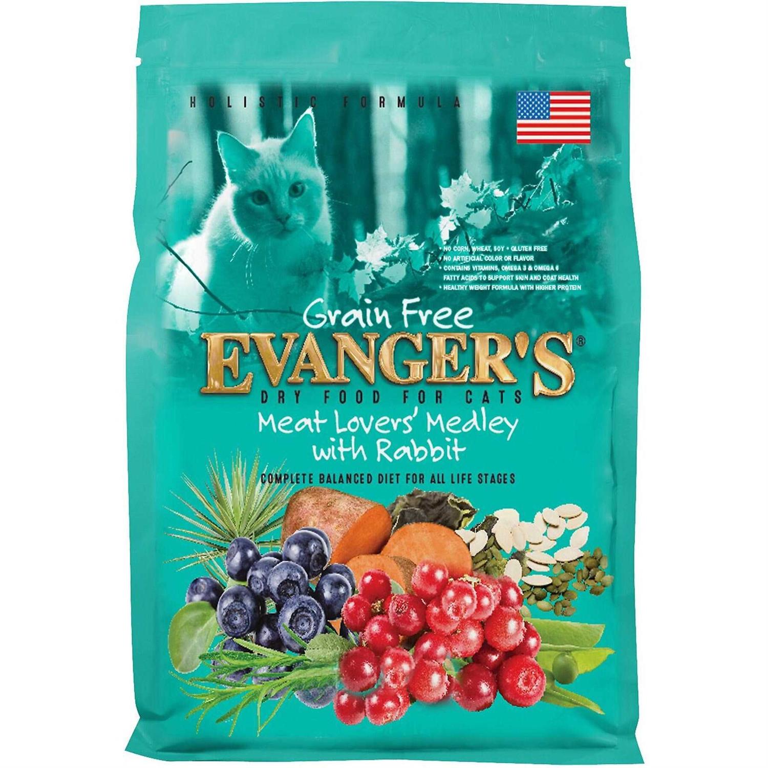 Evanger’s Grain Free Meat Lover’s Medley with Rabbit Dry Cat Food - Healthber