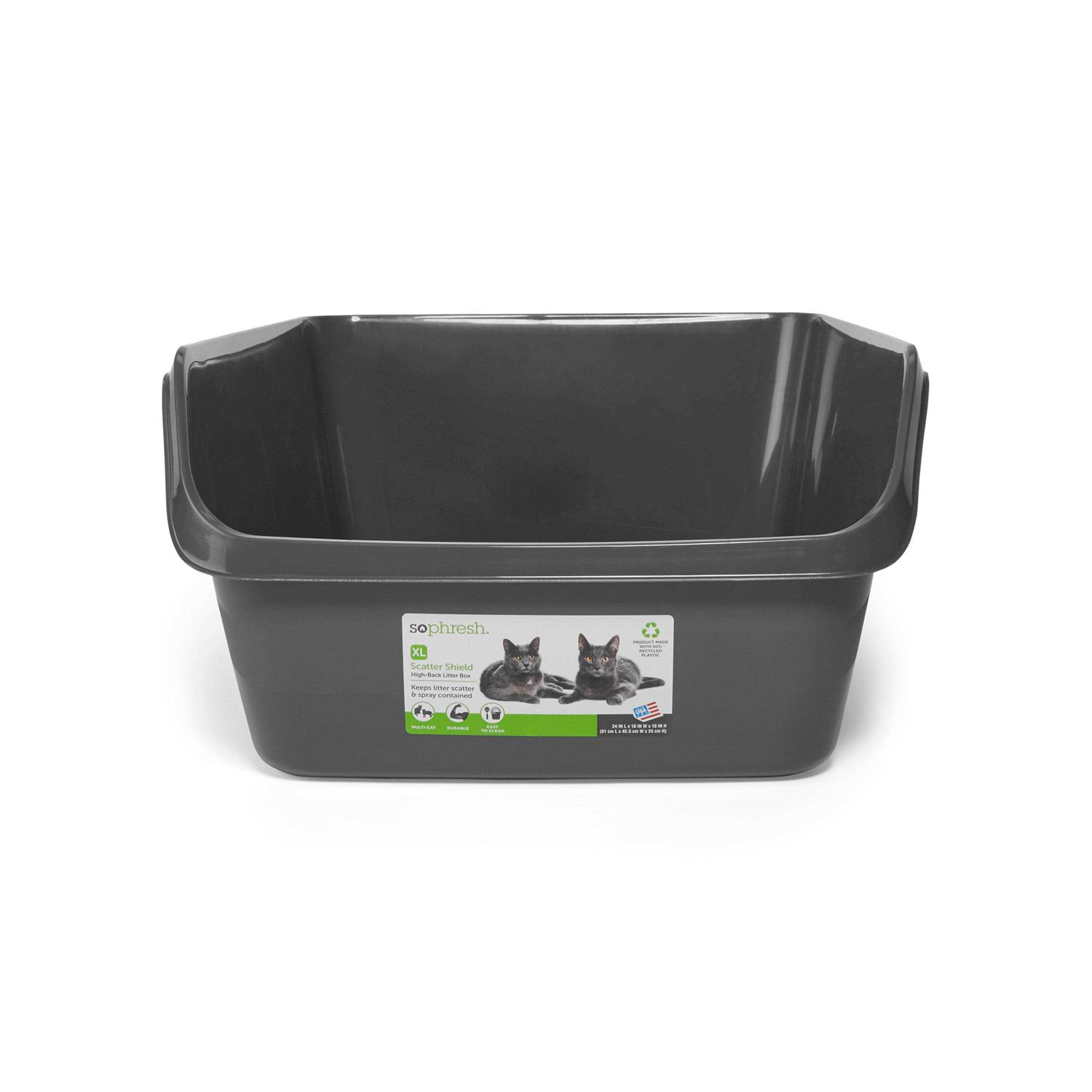 So Phresh Charcoal Shatter Shield High-Back Cat Litter Box - Healthber