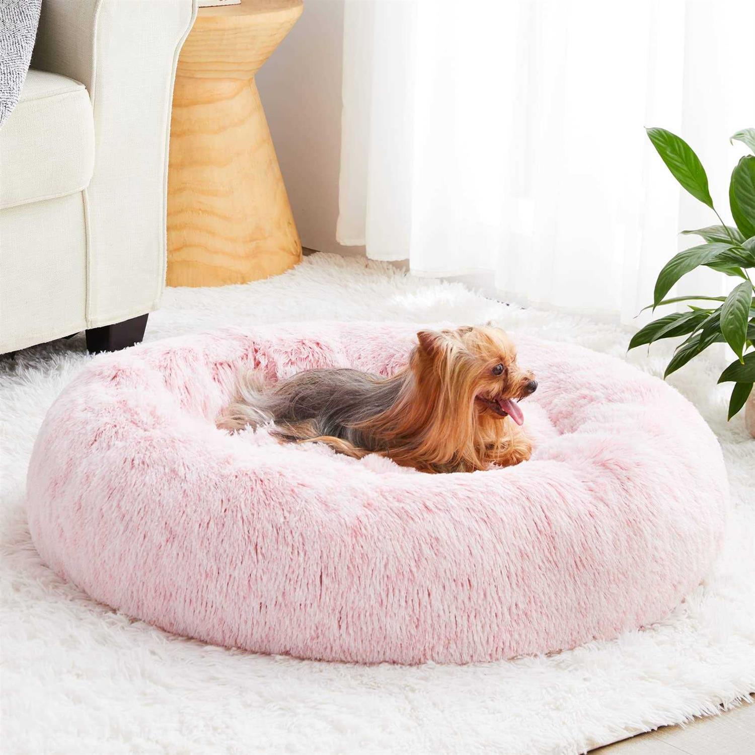 WNPETHOME Calming Dog Bed & cat Bed,Small Dog Bed Donut Faux Fur Anti-Anxiety Dog Bed Dog Pet Bed for Small Dogs - Healthber