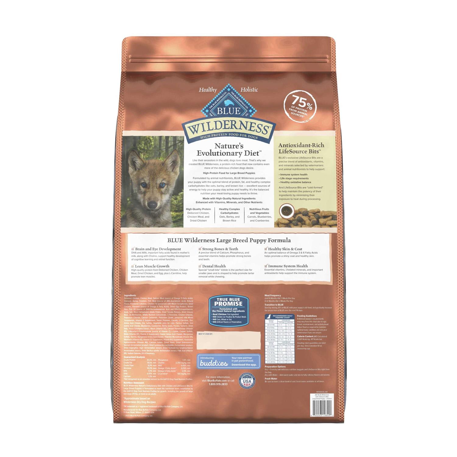 Blue Buffalo Wilderness Large Breed Puppy High Protein Natural Chicken & Wholesome Grains Dry Dog Food - Healthber