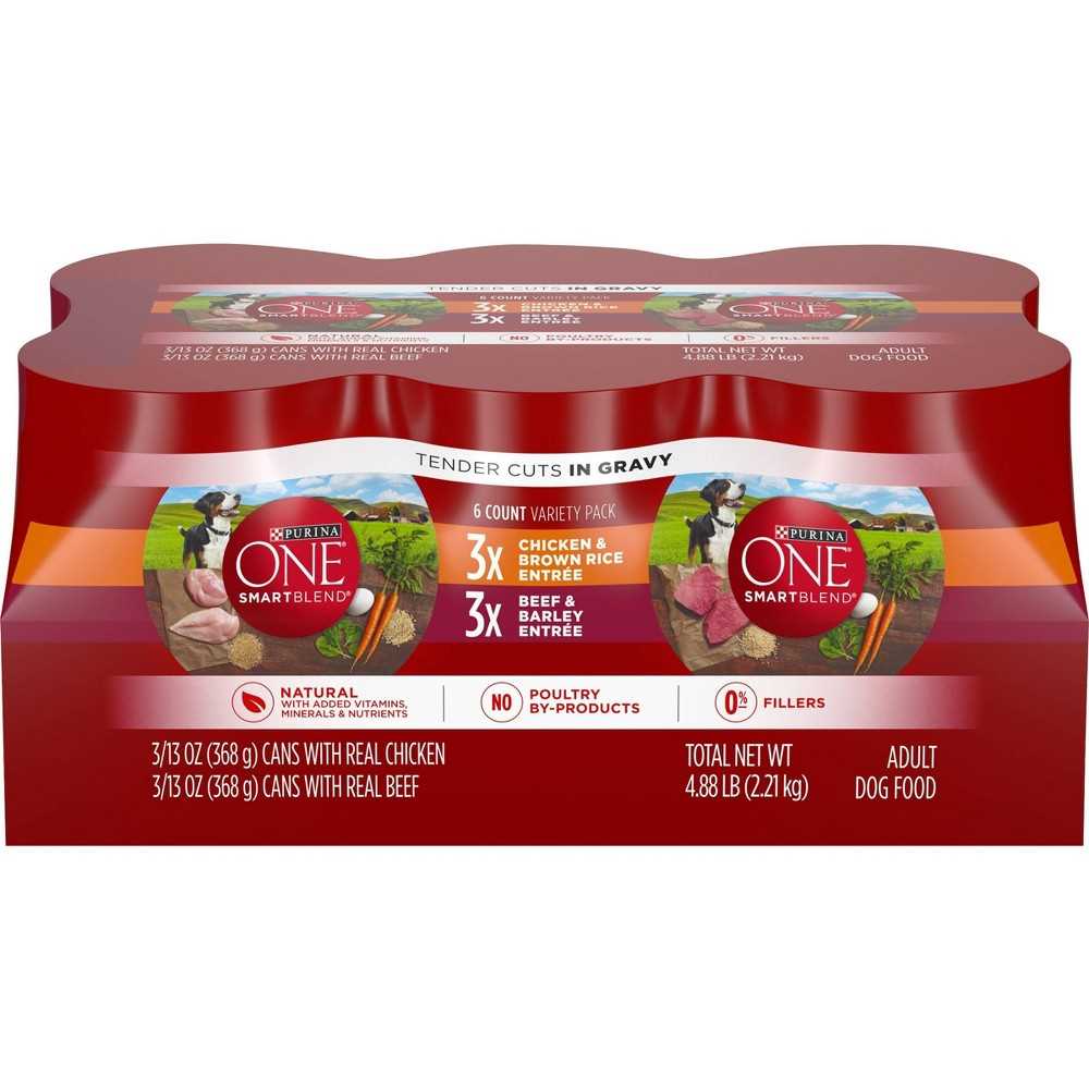 Purina ONE SmartBlend Tender Cuts in Gravy Variety Pack Wet Dog Food, 13-oz can, case of 12 - Healthber