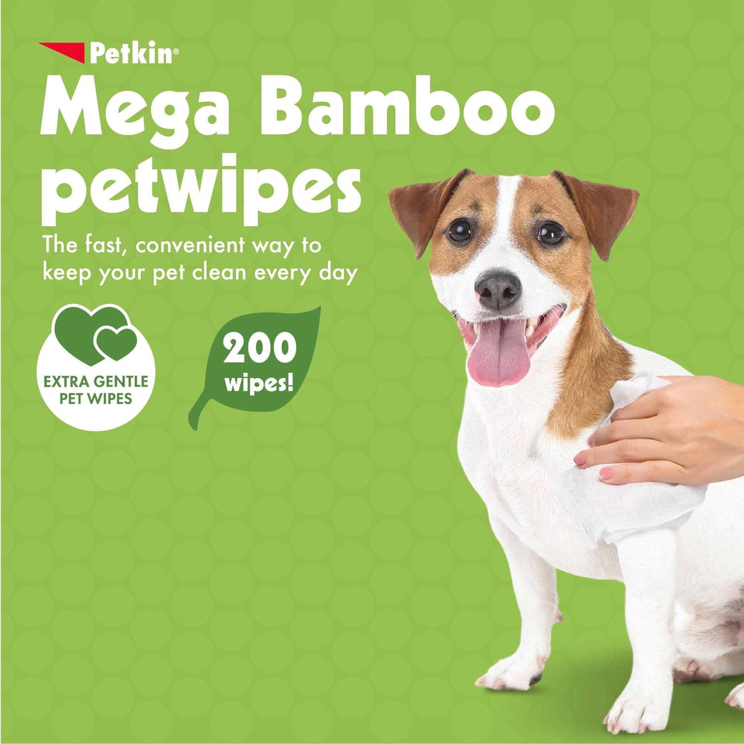 Petkin Mega PetWipes, 200 Wipes Bamboo Pet Wipes for Dogs and Cats - Healthber