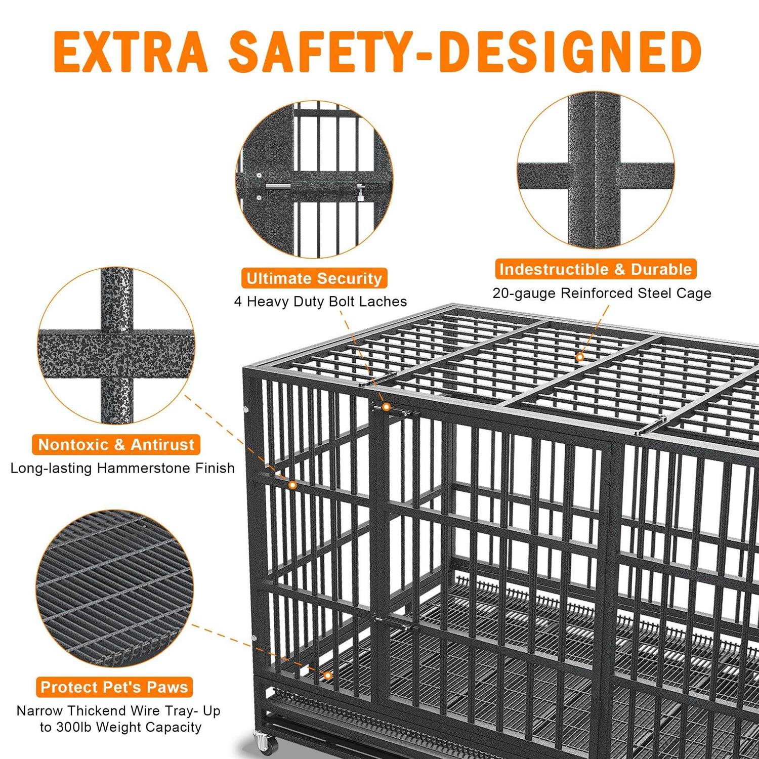Boldbone 48/38 inch Heavy Duty Dog Crate for Large Dogs Dog Kennels and Metal Wire Cages - Healthber