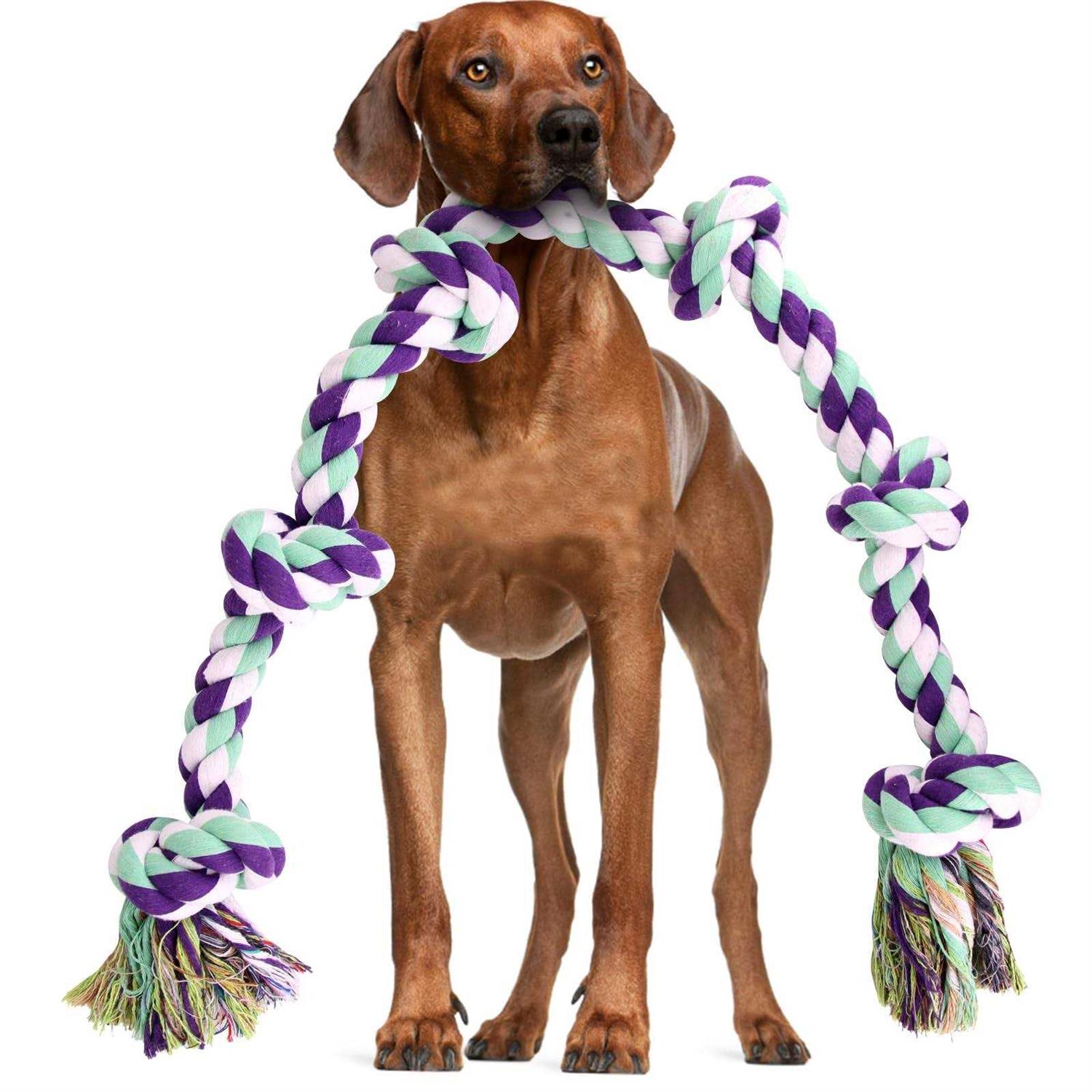 loncoldy Dog Rope Toys for Large Dogs 42In 6 Knots Indestructible Dog Rope Toy - Healthber