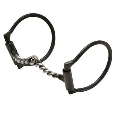 Black Steel Offset Dee Horse Bit, Snaffle Mouth - Healthber